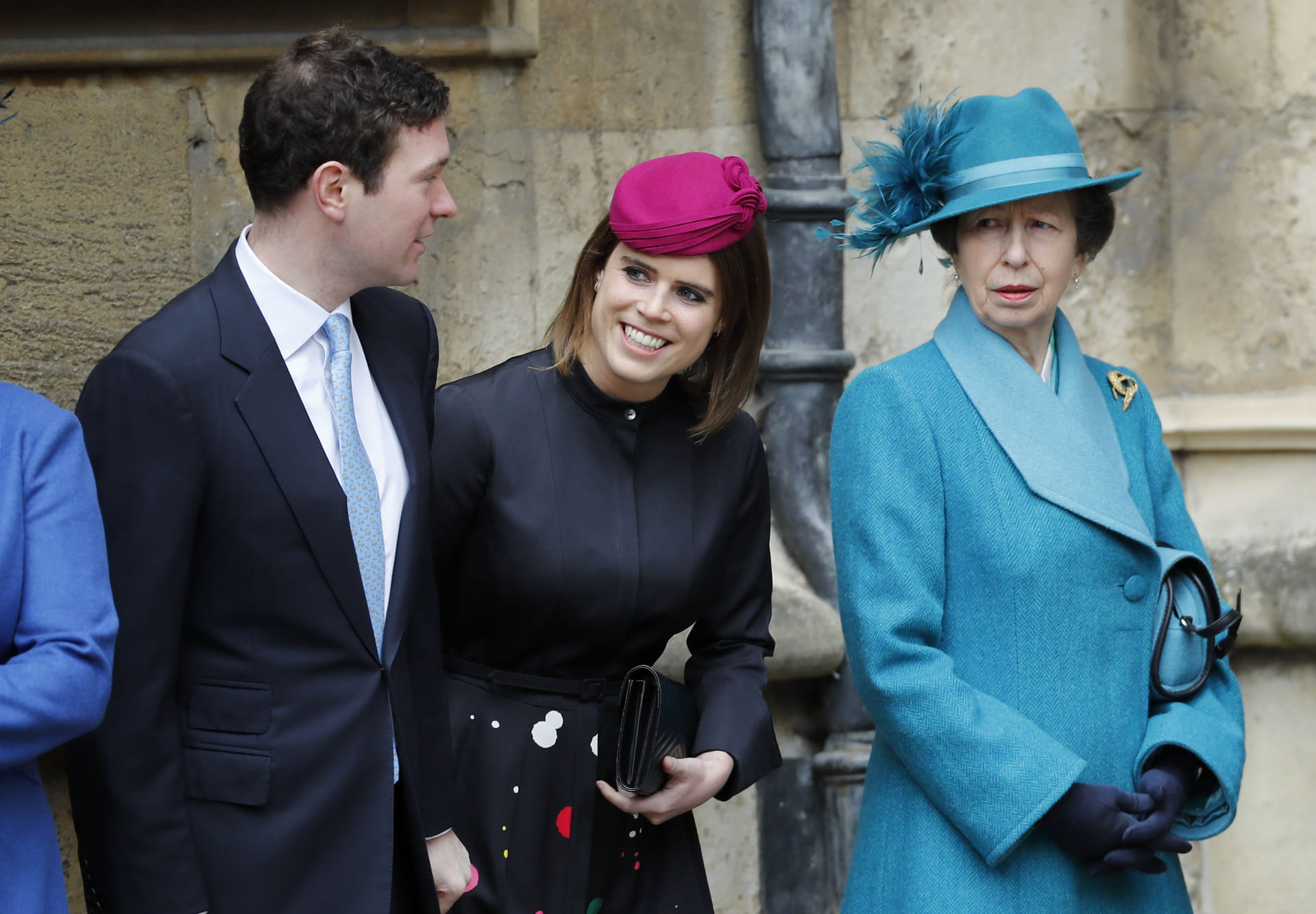 Prinses Eugenie en prinses Anne bij de paasviering in St. George's Chapel in Windsor Castle (2018).