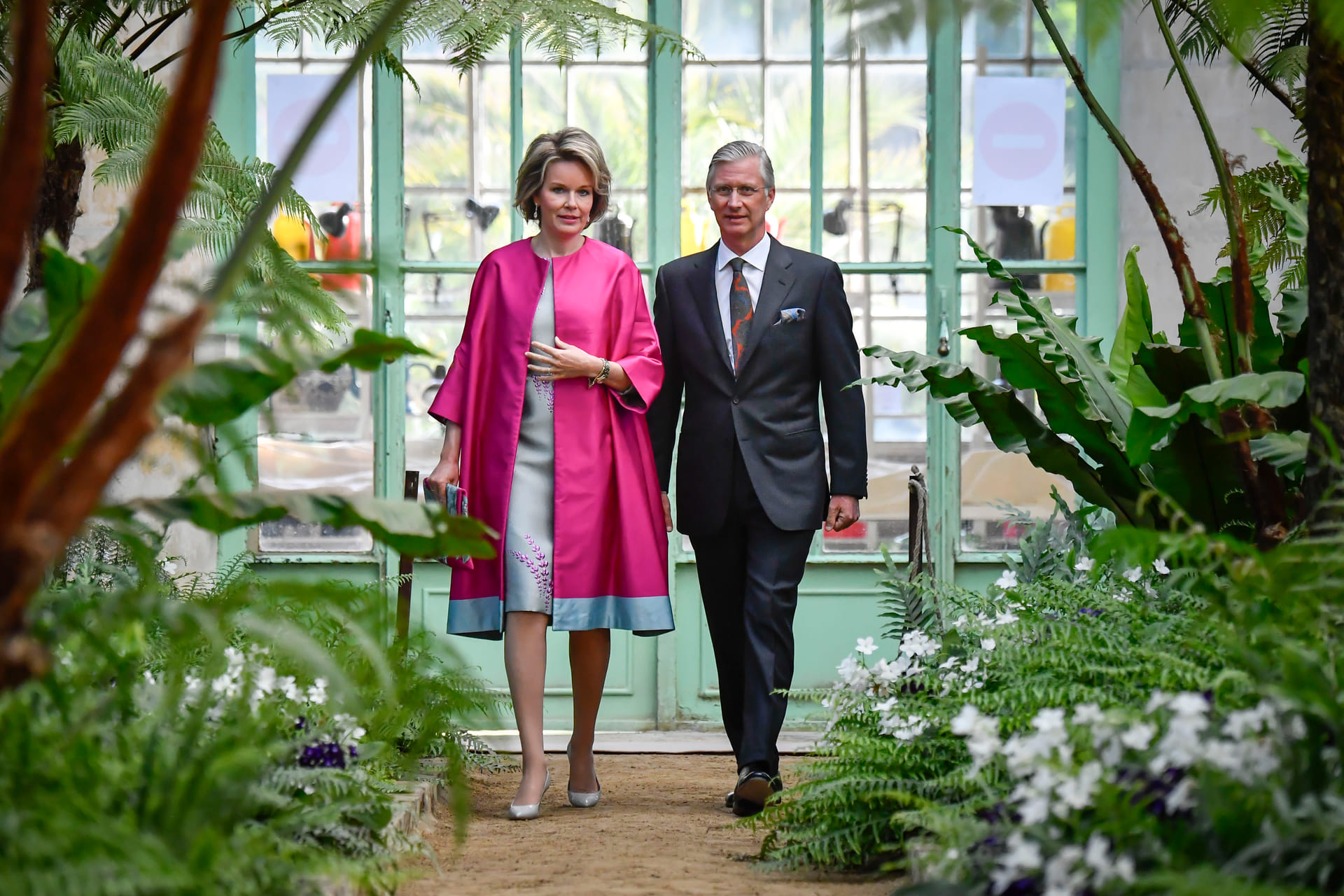 Filip en Mathilde samen bij het ontvangst van hoofden van diplomatieke missies die plaatsvond in
