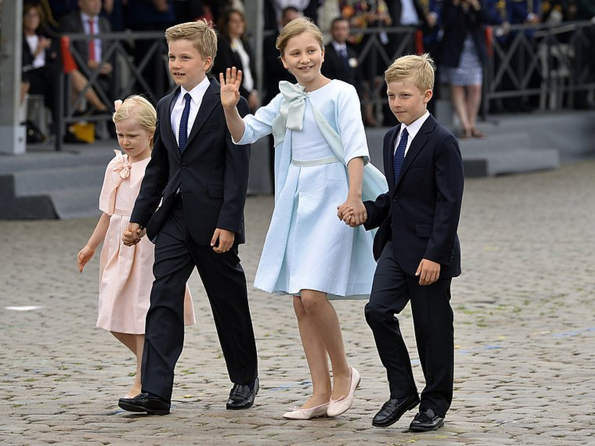 V.l.n.r prinses Eléonore, prins Gabriël, prinses Elisabeth en prins Emmanuel.