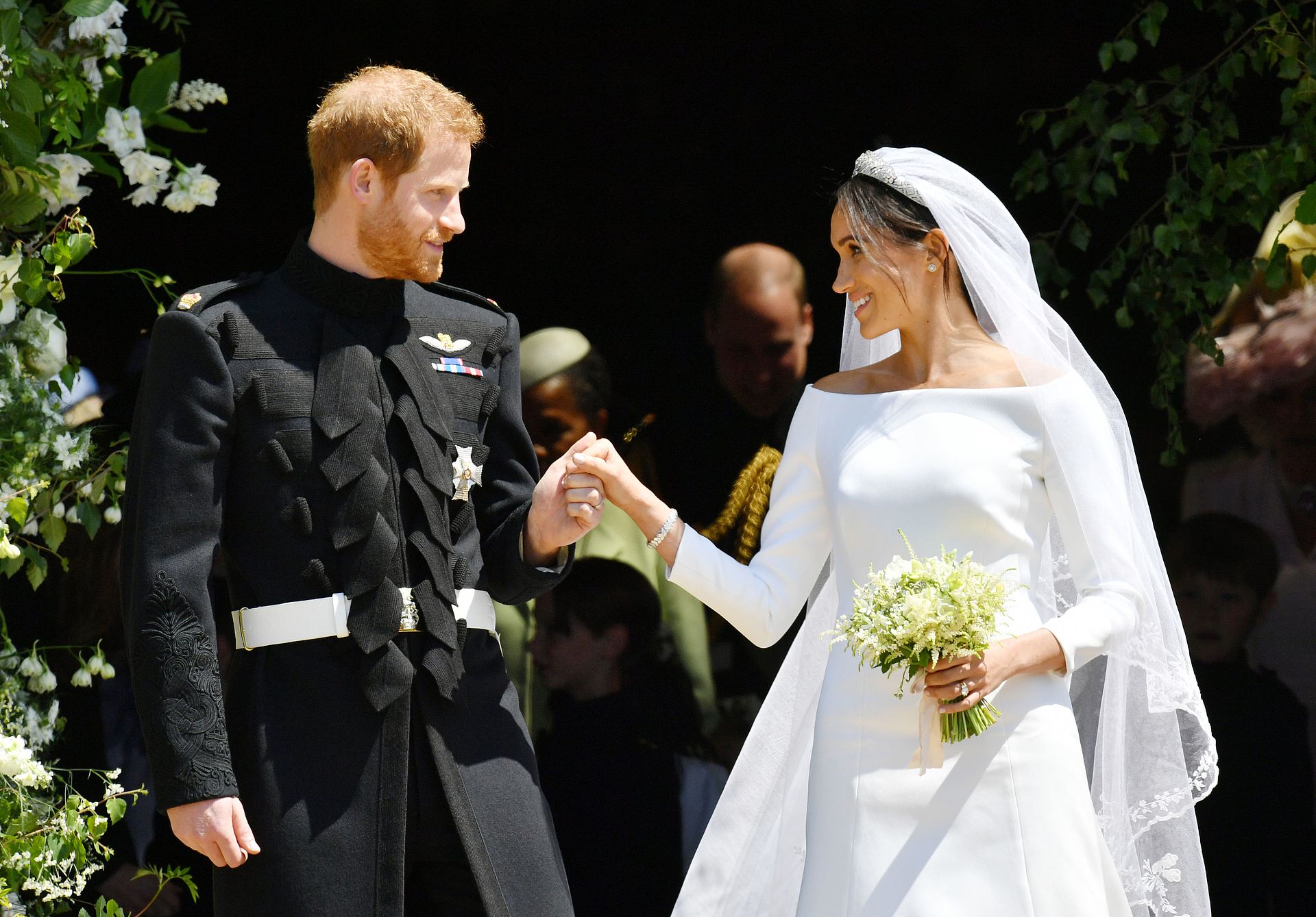 Harry en Meghan gaven elkaar op 19 mei 2018 het jawoord in de St. George's Chapel in Windsor.