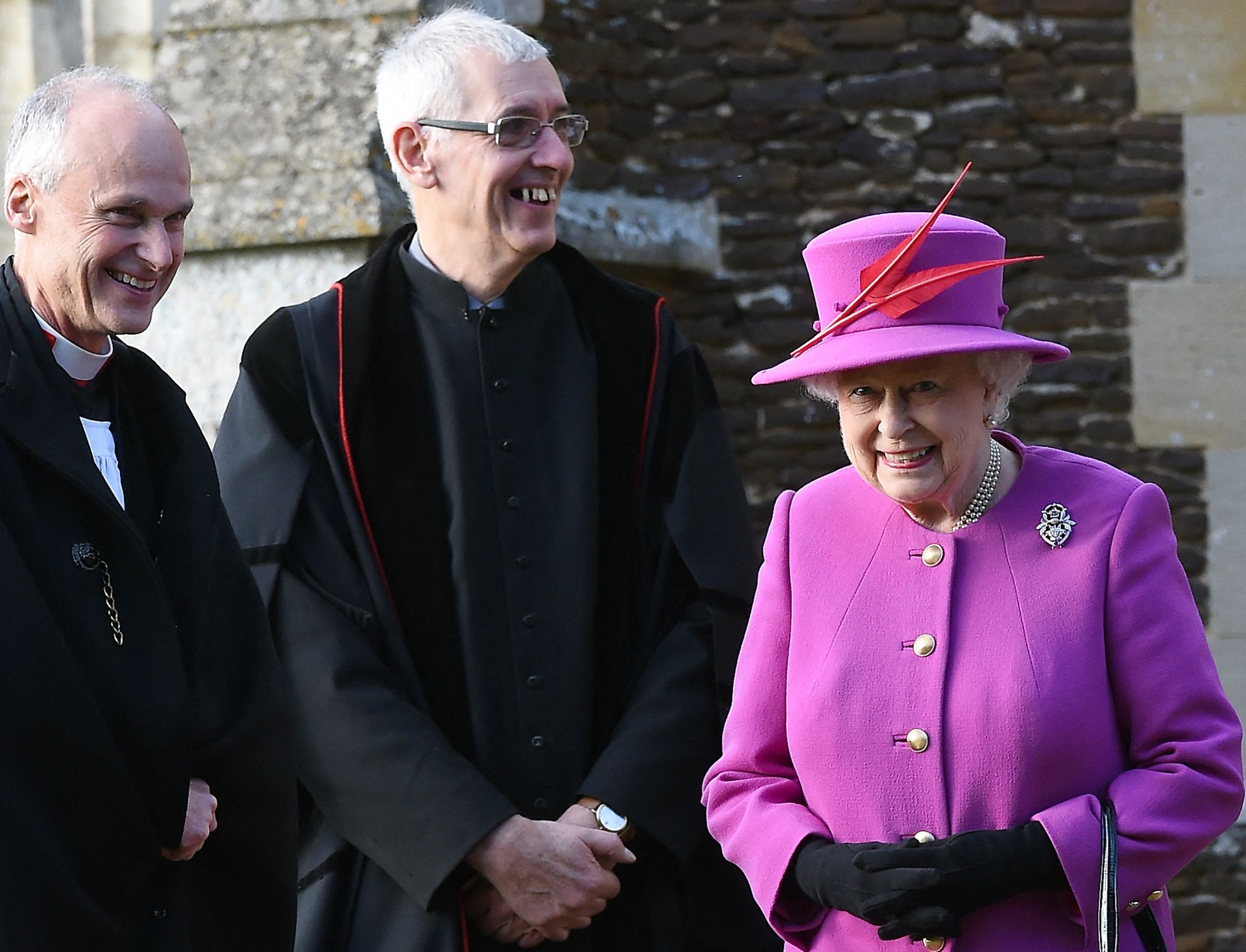 Koningin Elizabeth bij de kerk in Sandringham, 2014.