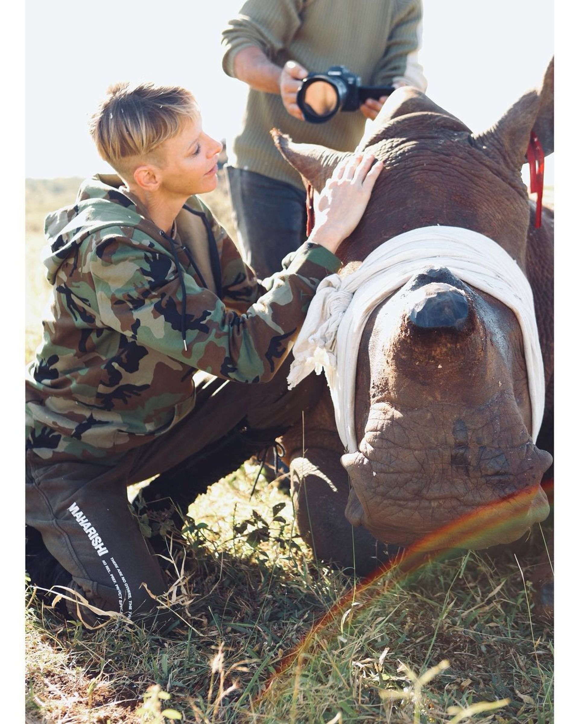 Charlène zet zich in Zuid-Afrika in voor de bescherming van neushoorns.