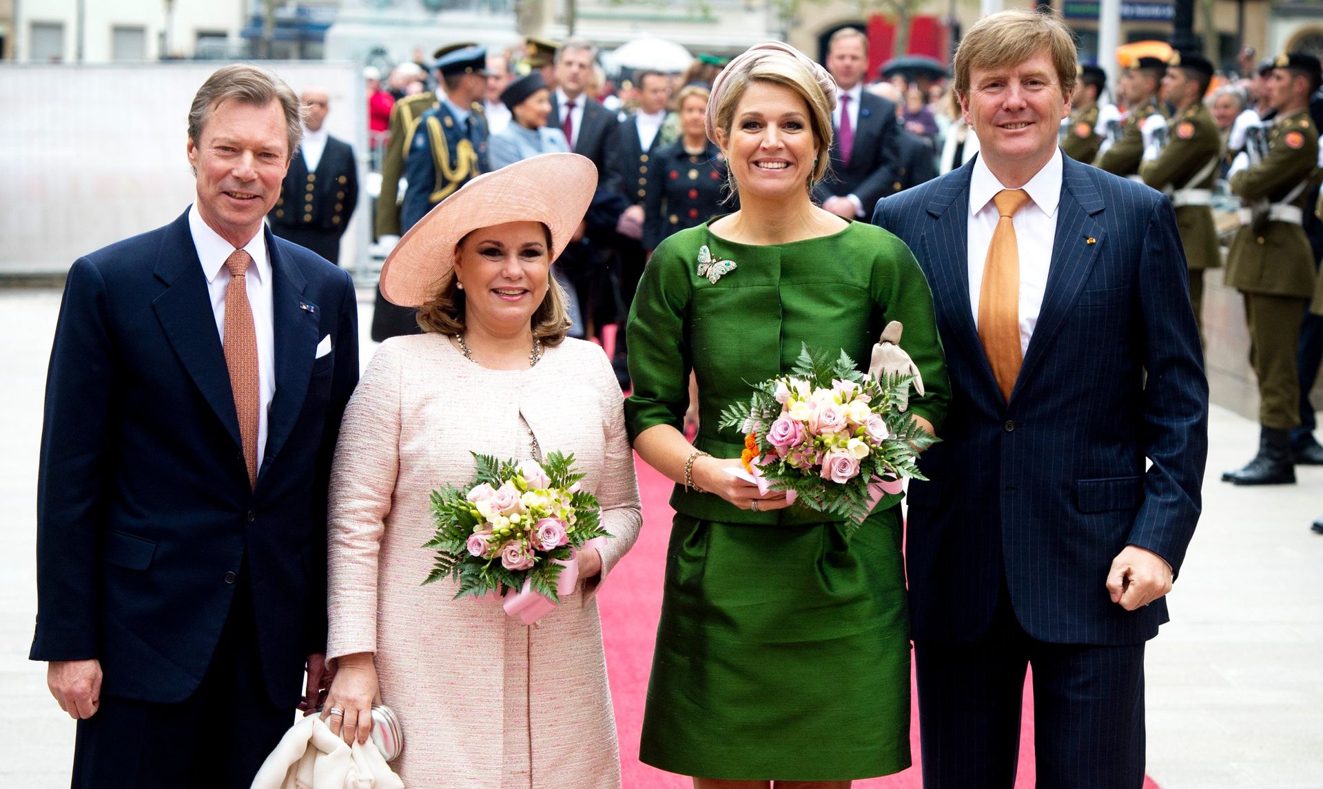 Het koningspaar met groothertog Henri van Luxemburg en groothertogin Maria Teresa (2013)