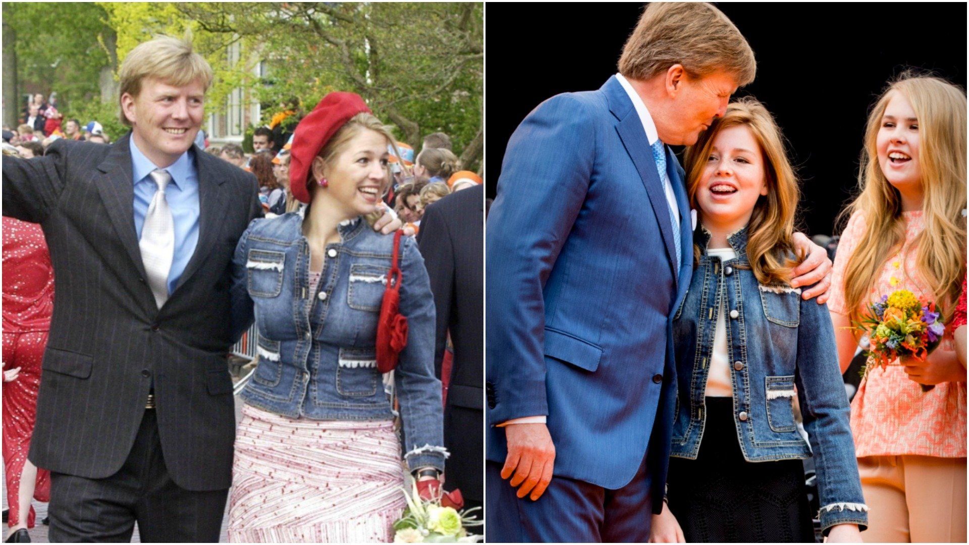 Alexia draagt dezelfde spijkerjas in 2018 dat haar moeder droeg tijdens Koninginnedag in 2004.