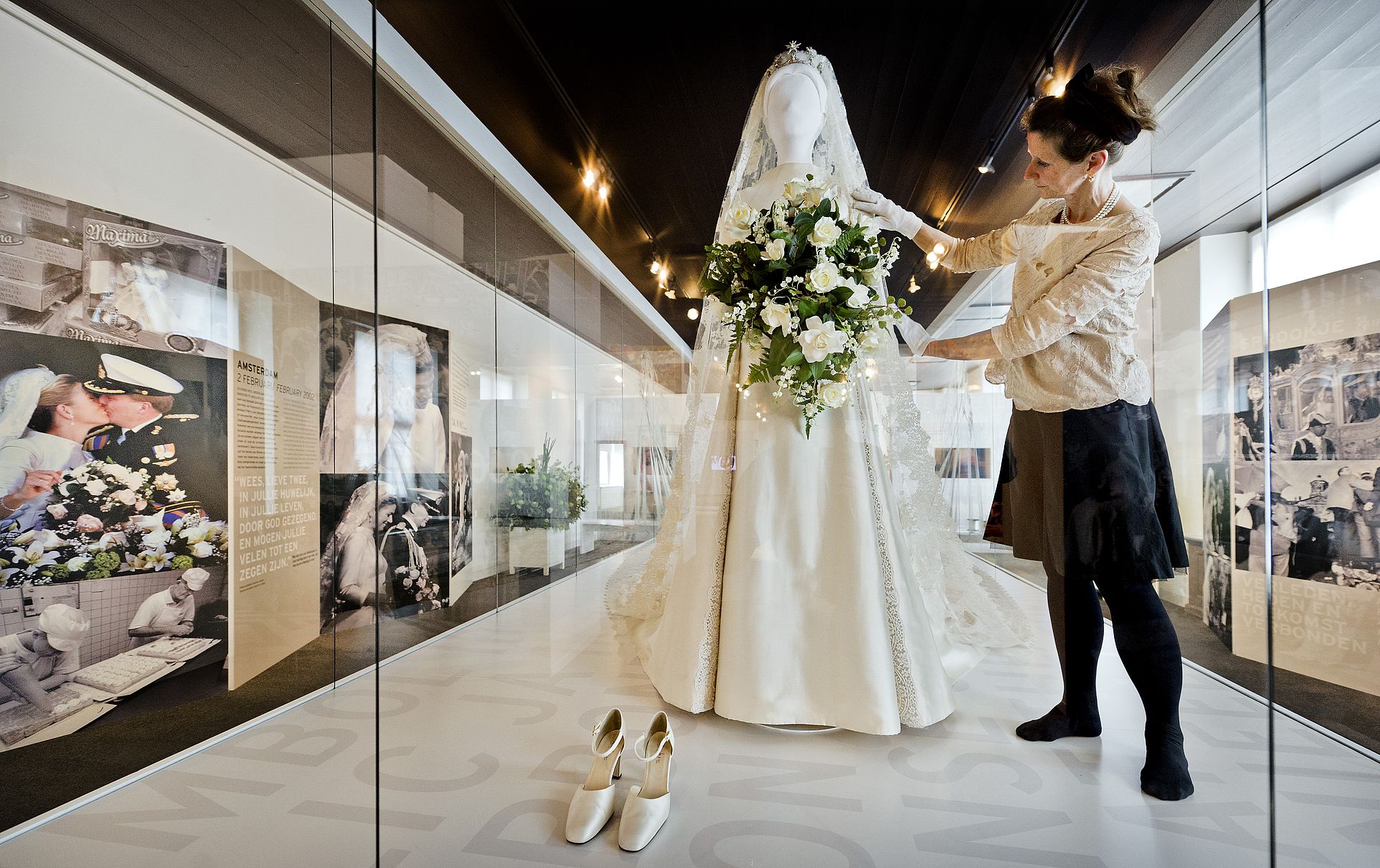 Ook de trouwjurk van koningin Máxima werd tentoongesteld.