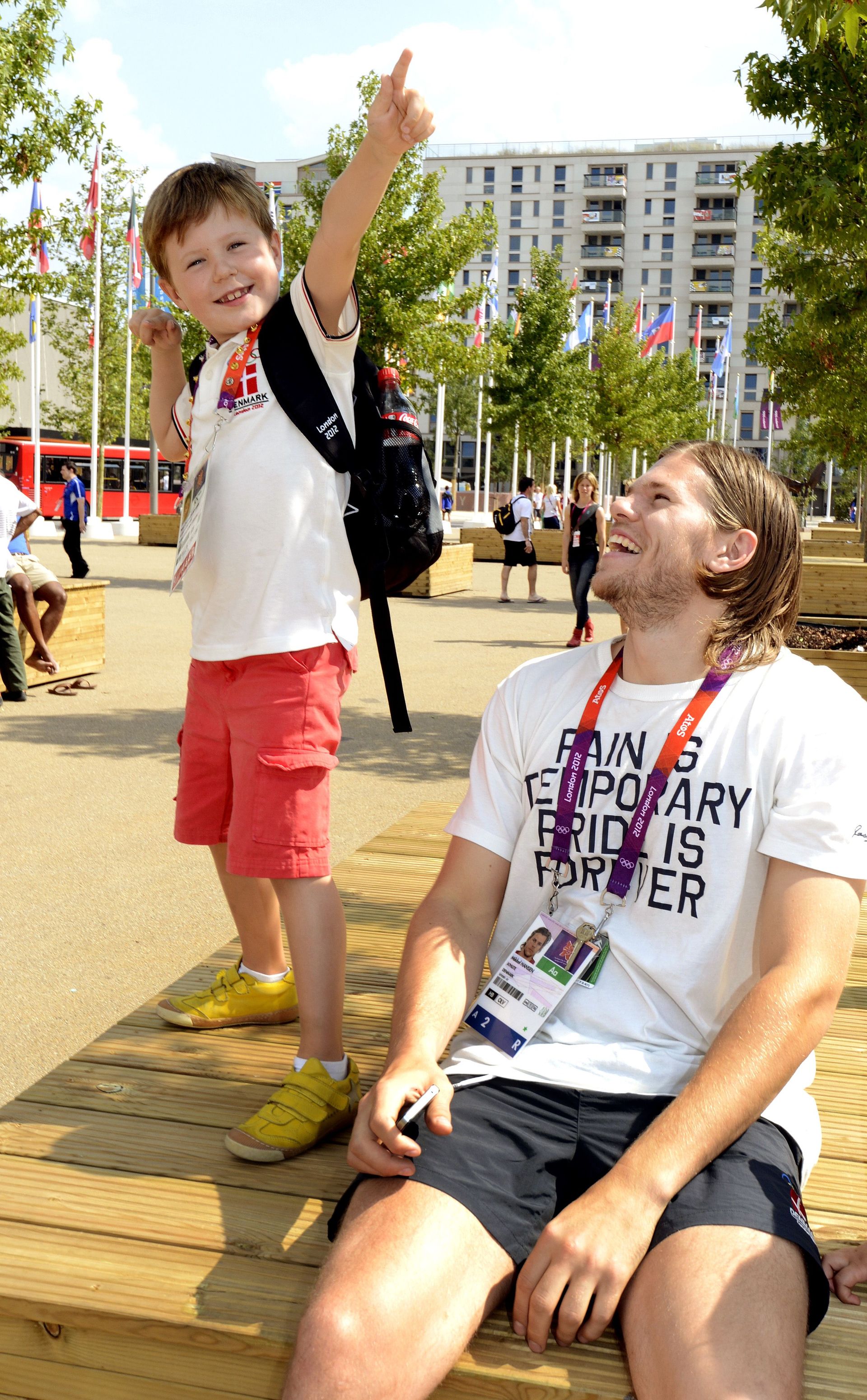 In augustus 2012 tijdens een bezoek aan de Olympische Spelen van Londen. Deense atleet Mikkel Hansen