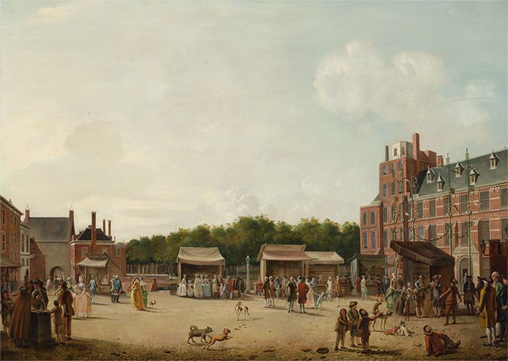 De stadhouder en zijn gevolg bezoeken de kermis aan het Haagse Buitenhof, 1781.