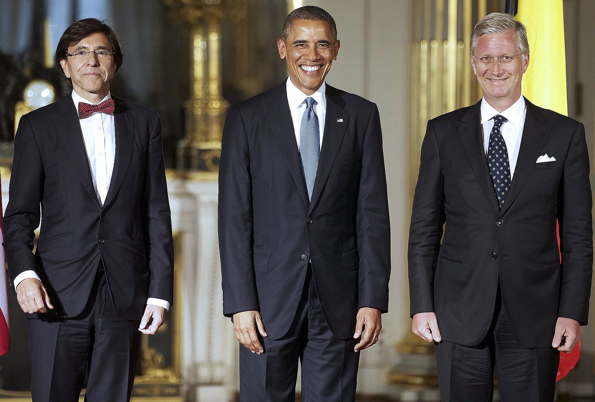 Koning Filip ontvangt in België samen met oud-minister president Elio Di Rupo de Amerikaanse