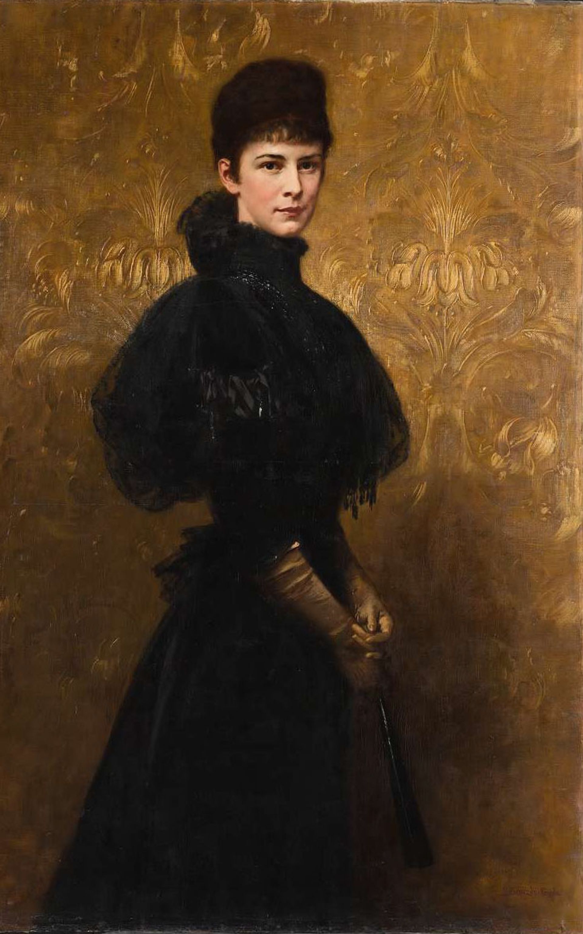 Portret keizerin Elisabeth in rouwkleding, gemaakt in 1899.
