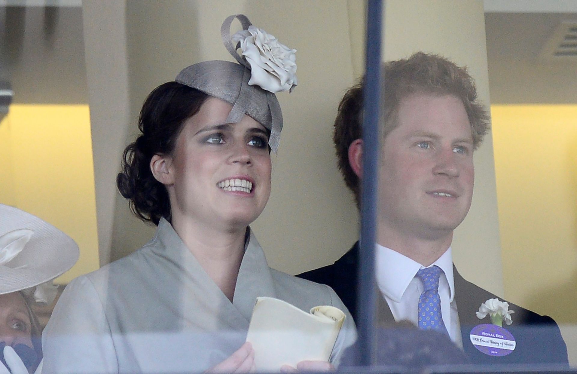 Prinses Eugenie (L) en prins Harry (R) kijken een paardenrace tijdens de Ladies Day van Royal Ascot