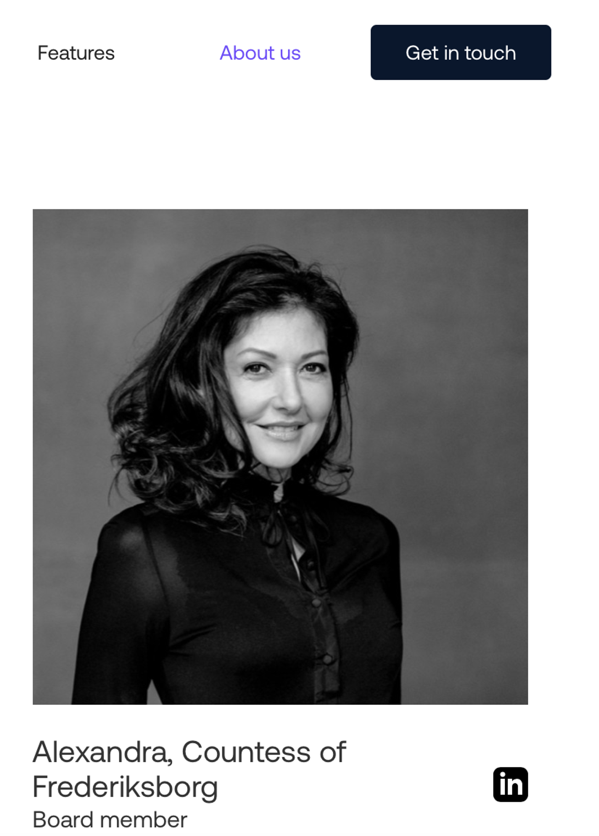 Alexandra op de website van Unumed, het bedrijf waar zij nu een bestuursfunctie bekleedt.