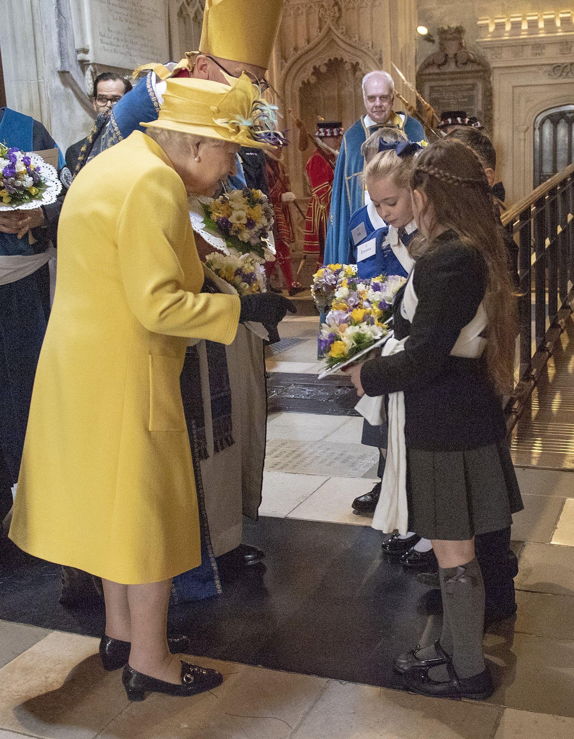 Koningin Elizabeth bij de Maundy Day-dienst vorig jaar.