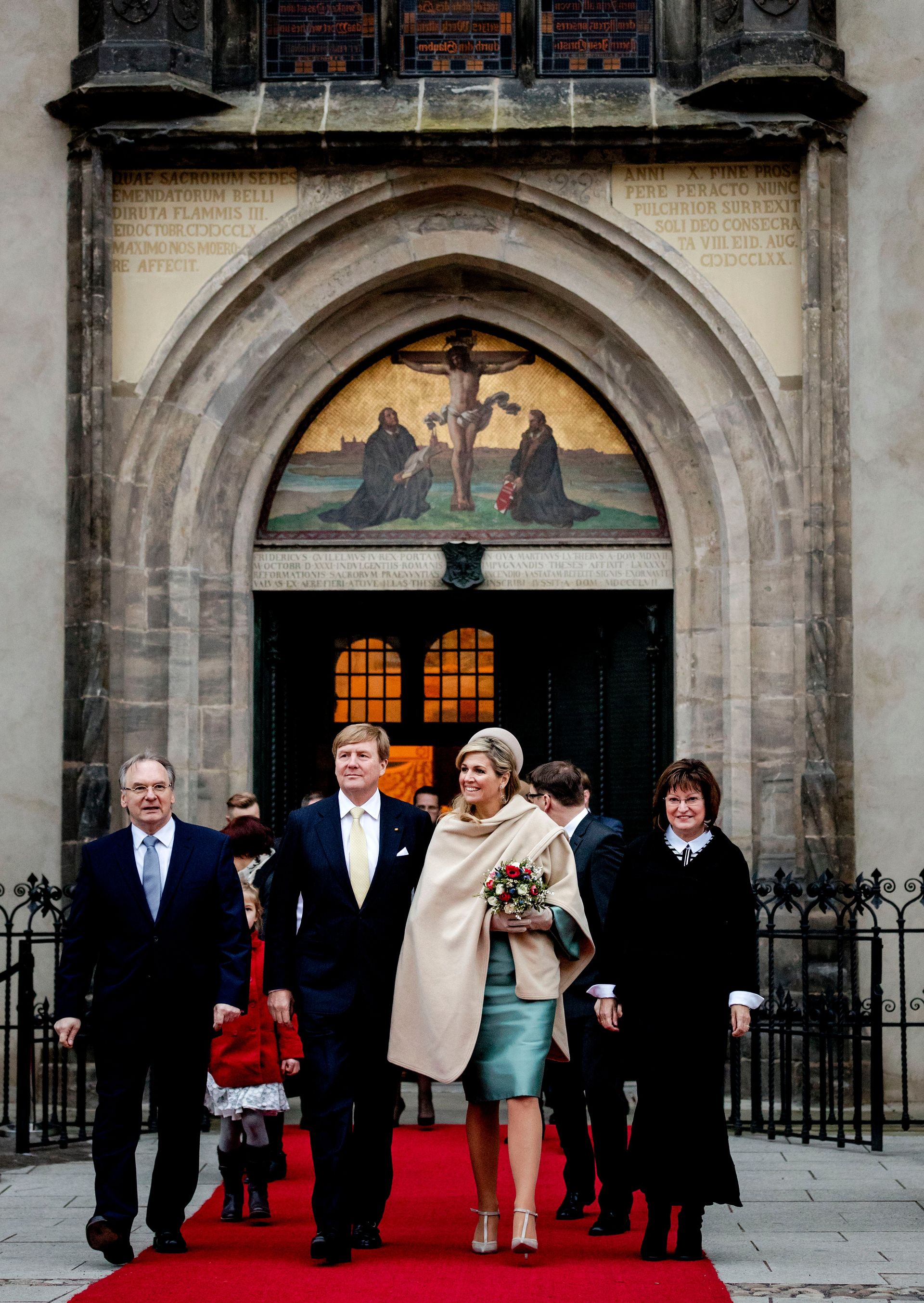 Koning Willem-Alexander en koningin Maxima bezoeken de Slotkerk van Wittenberg (februari 2017)