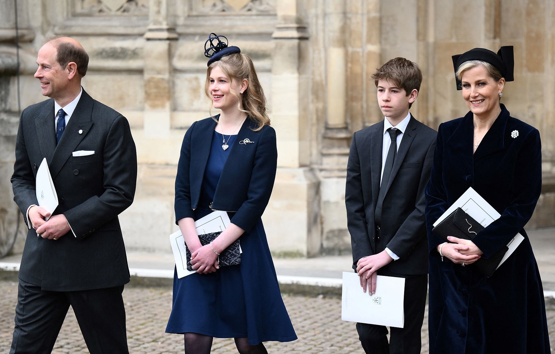 Prins Edward en Sophie met hun kinderen Louise en James.