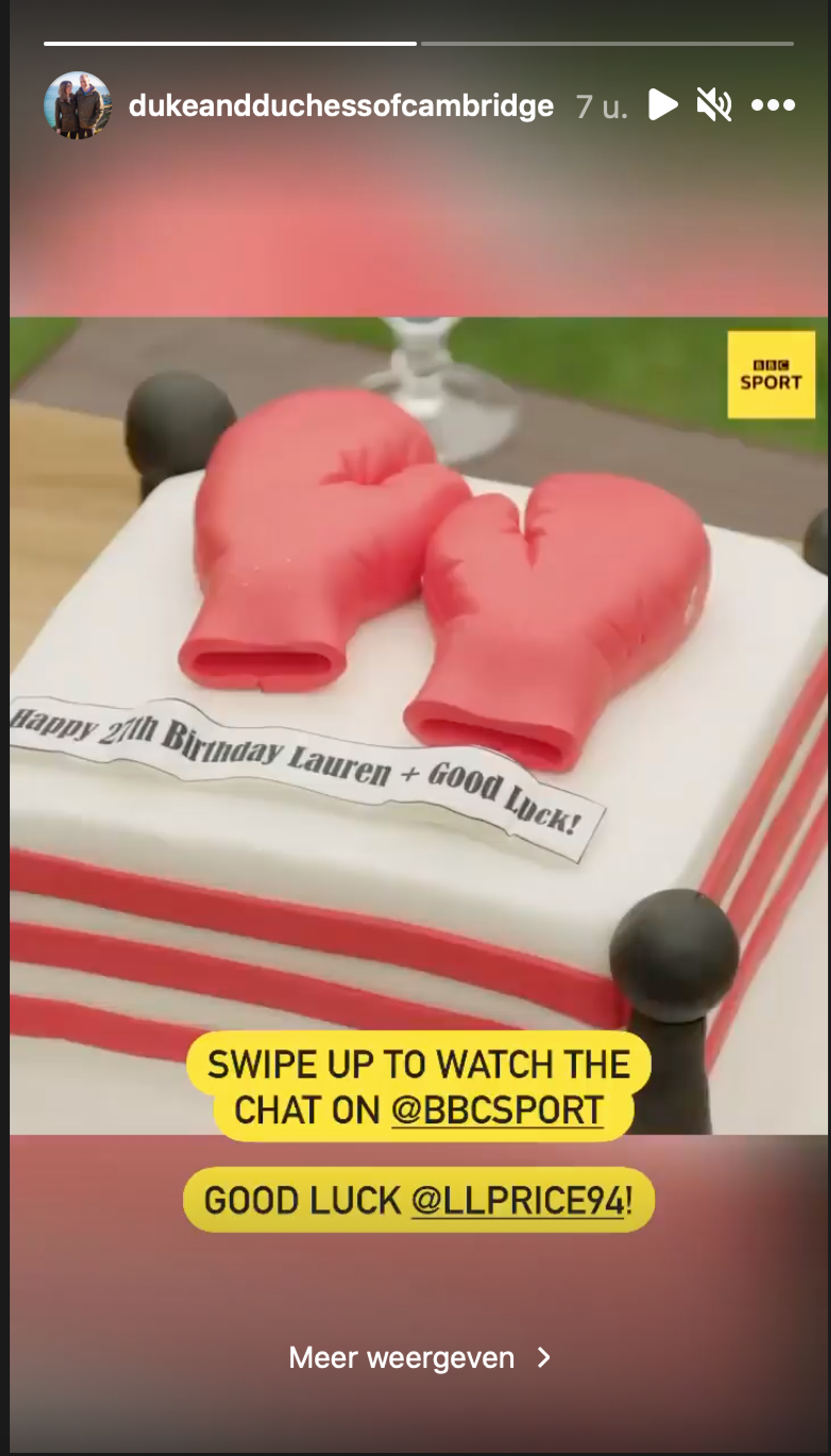 Een foto van de taart werd op het Instagram-account van William en Catherine gedeeld.