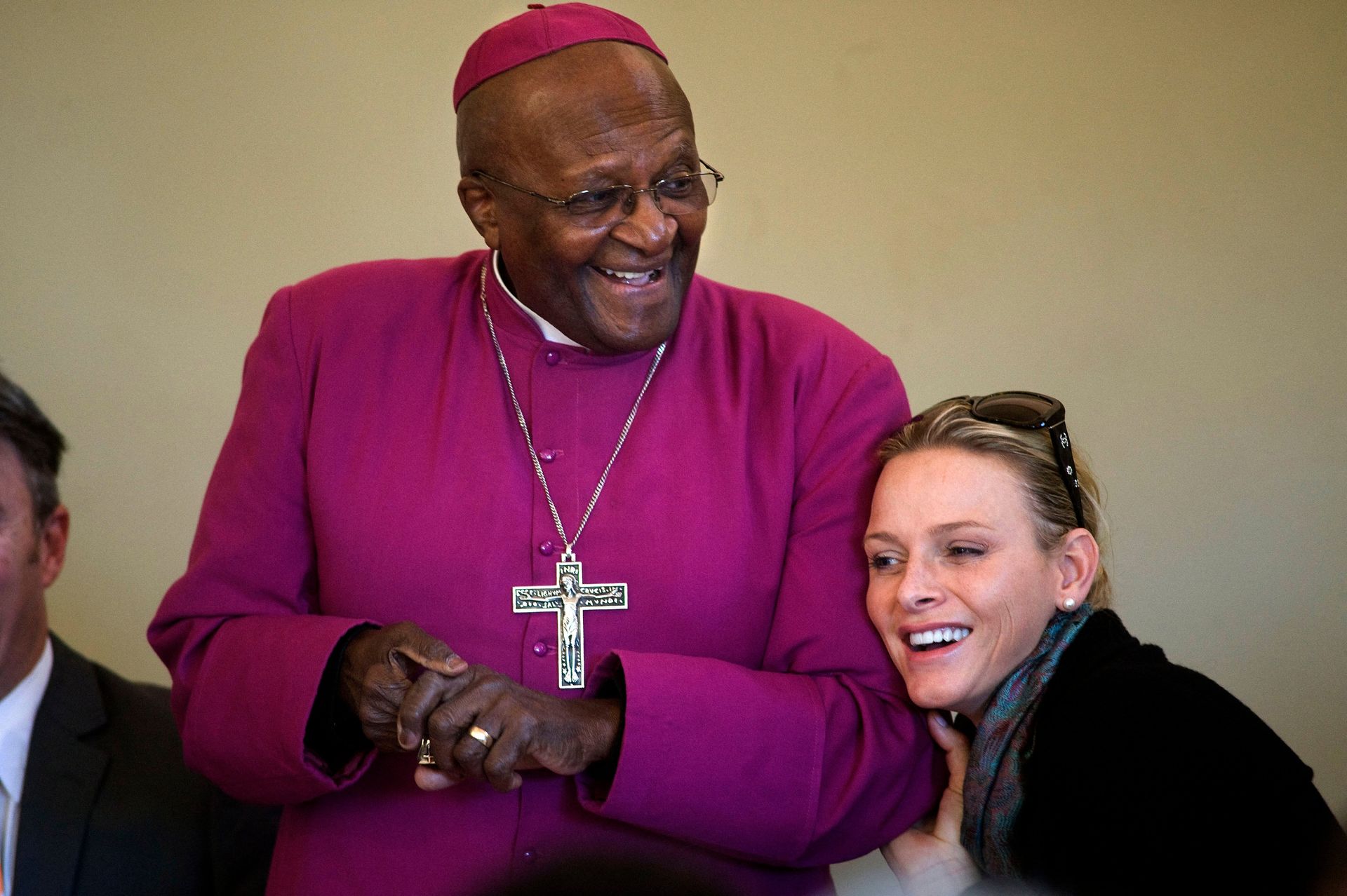 Prinses Charlène en haar geliefde vriend Desmond Tutu in 2011.