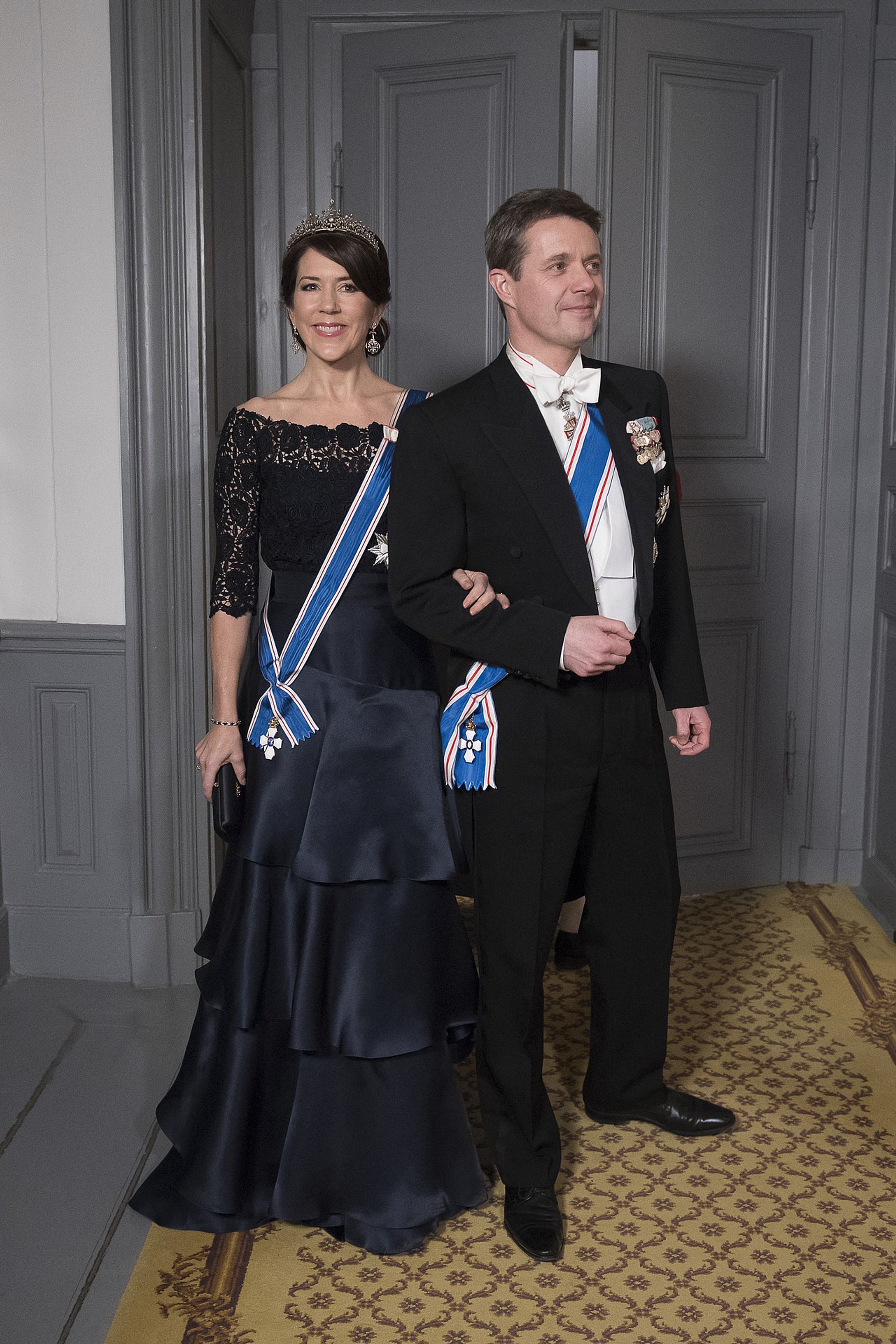 Mary en Frederik voorafgaand aan het galadiner voor de premier van IJsland.