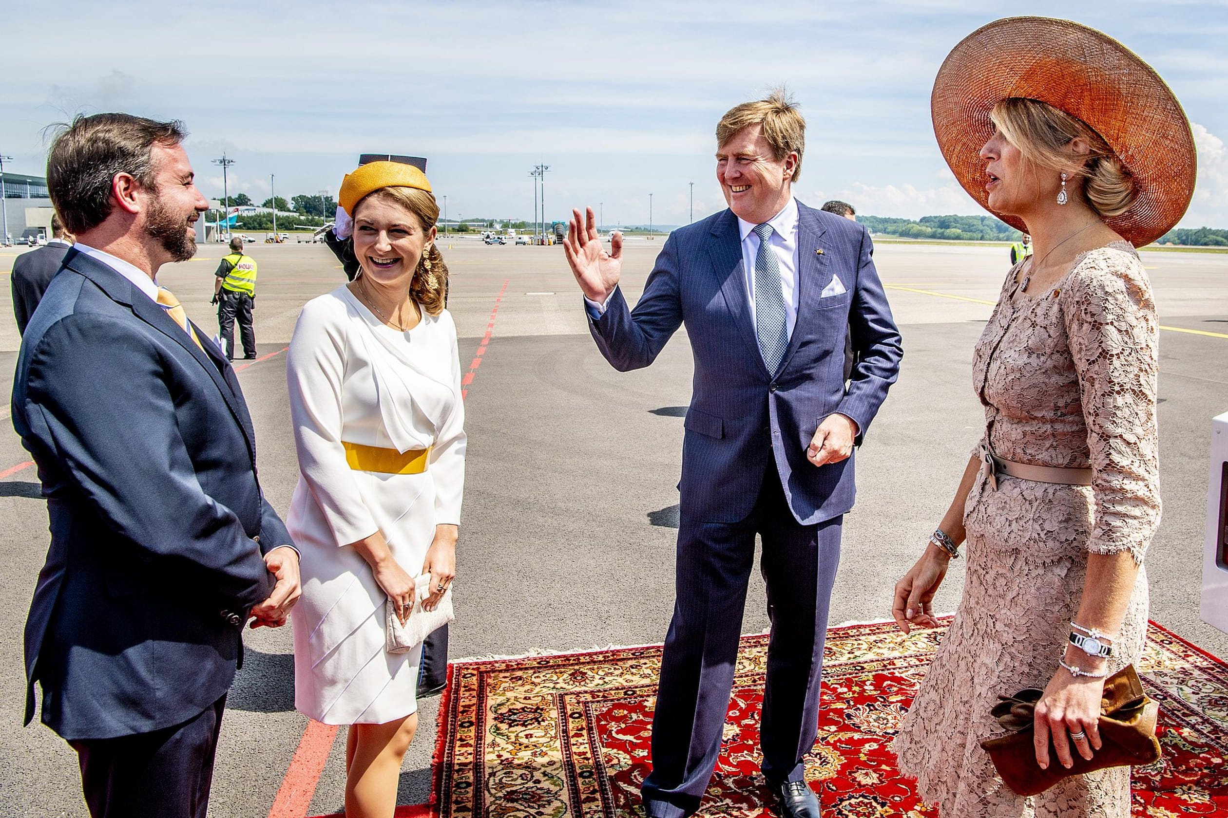 2018: Máxima en Willem-Alexander met erfgroothertog Guillaume en erfgroothertogin Stephanie.