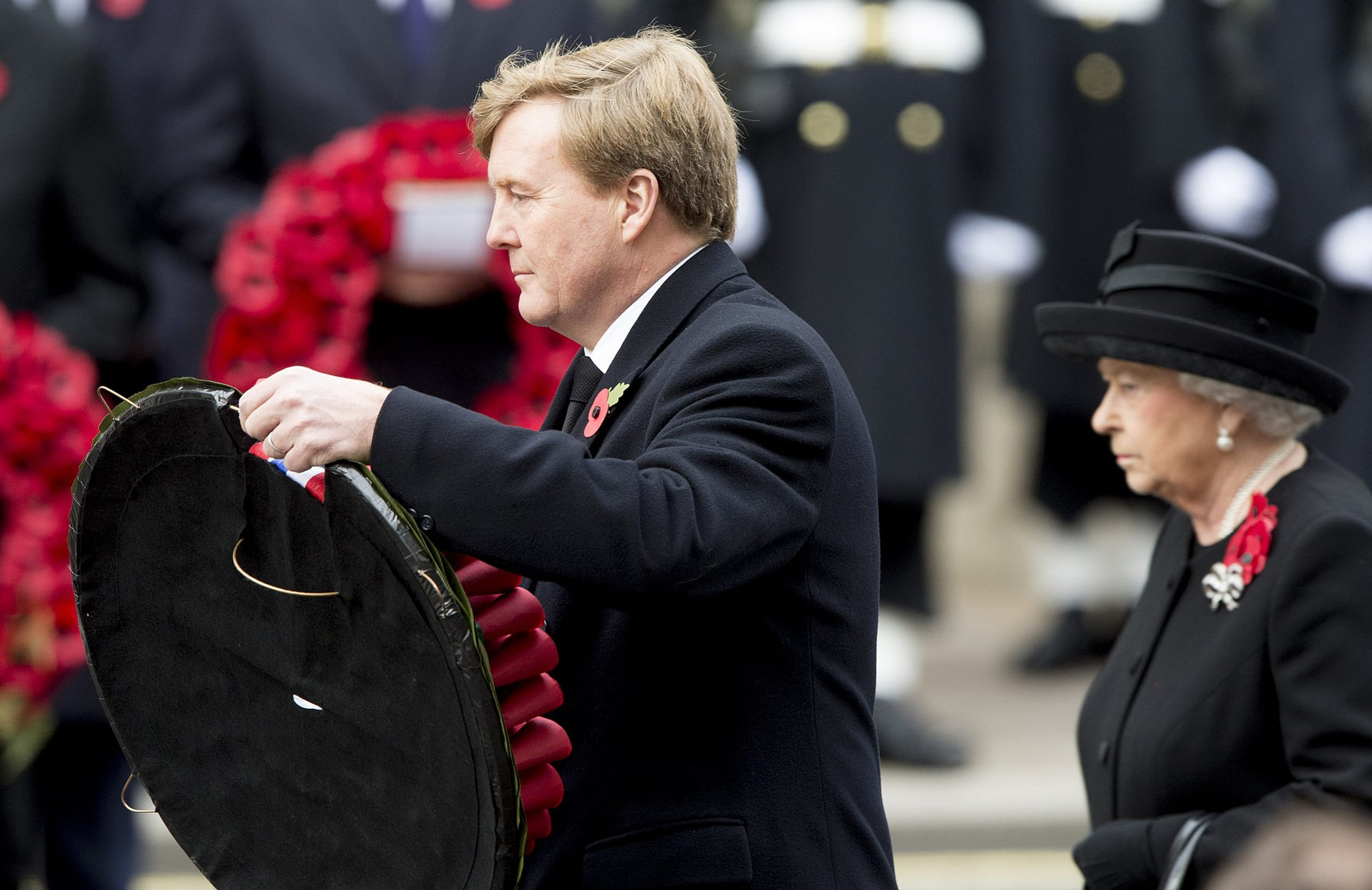 Willem Alexander en Máxima bij Remembrance Sunday in 2015.
