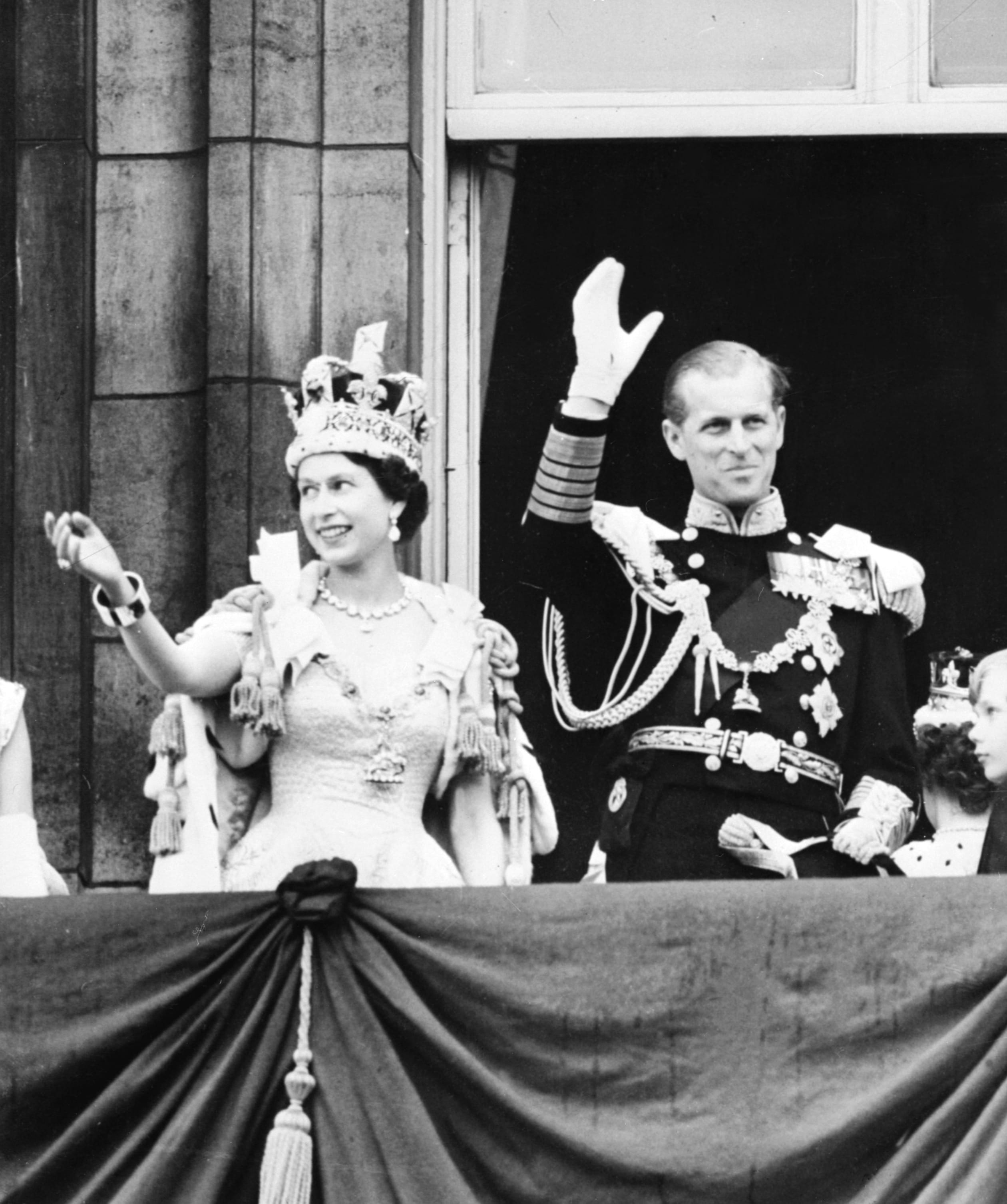 Koningin Elizabeth bij haar kroning in 1953.