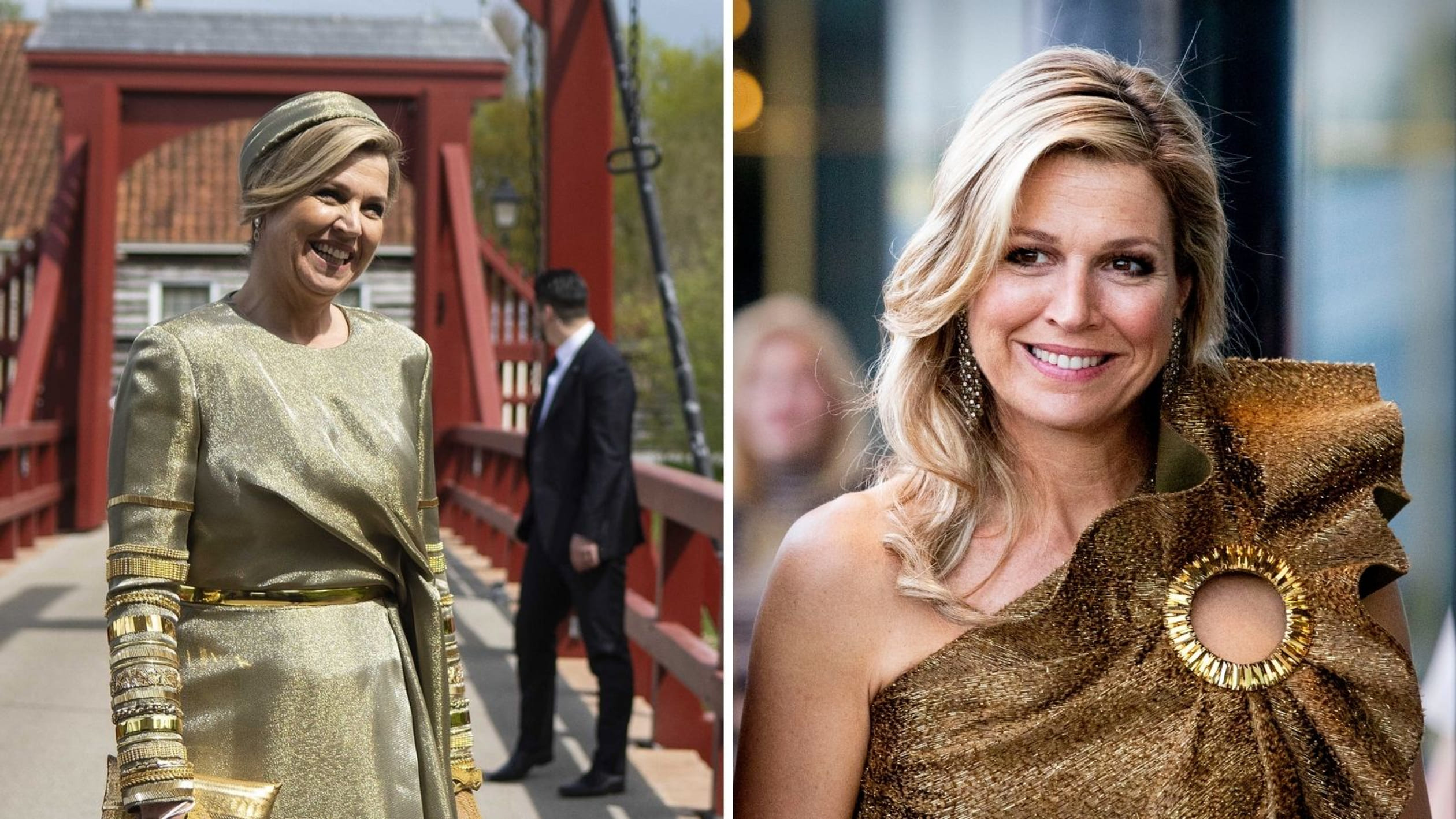 Máxima in eerder gedragen creaties van uit de Au79-collectie van Claes Iversen.
