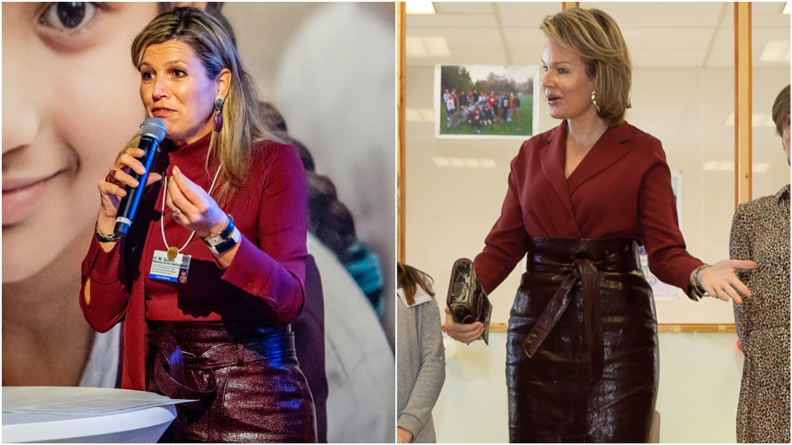 Máxima en Mathilde dragen kort na elkaar dezelfde rok van het modehuis Natan.