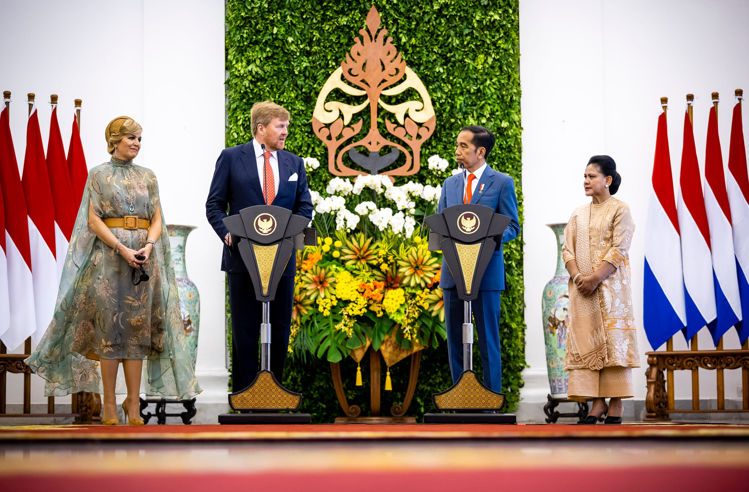 Máxima met dezelfde jurk tijdens het staatsbezoek in 2020.