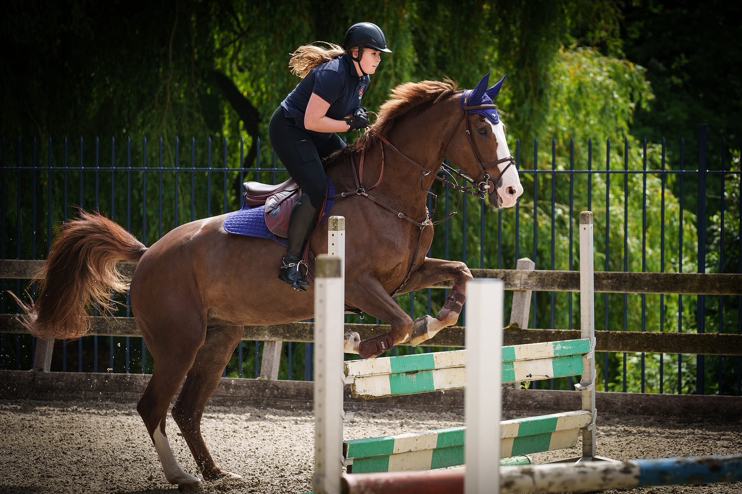 Amalia op haar paard Mojito.