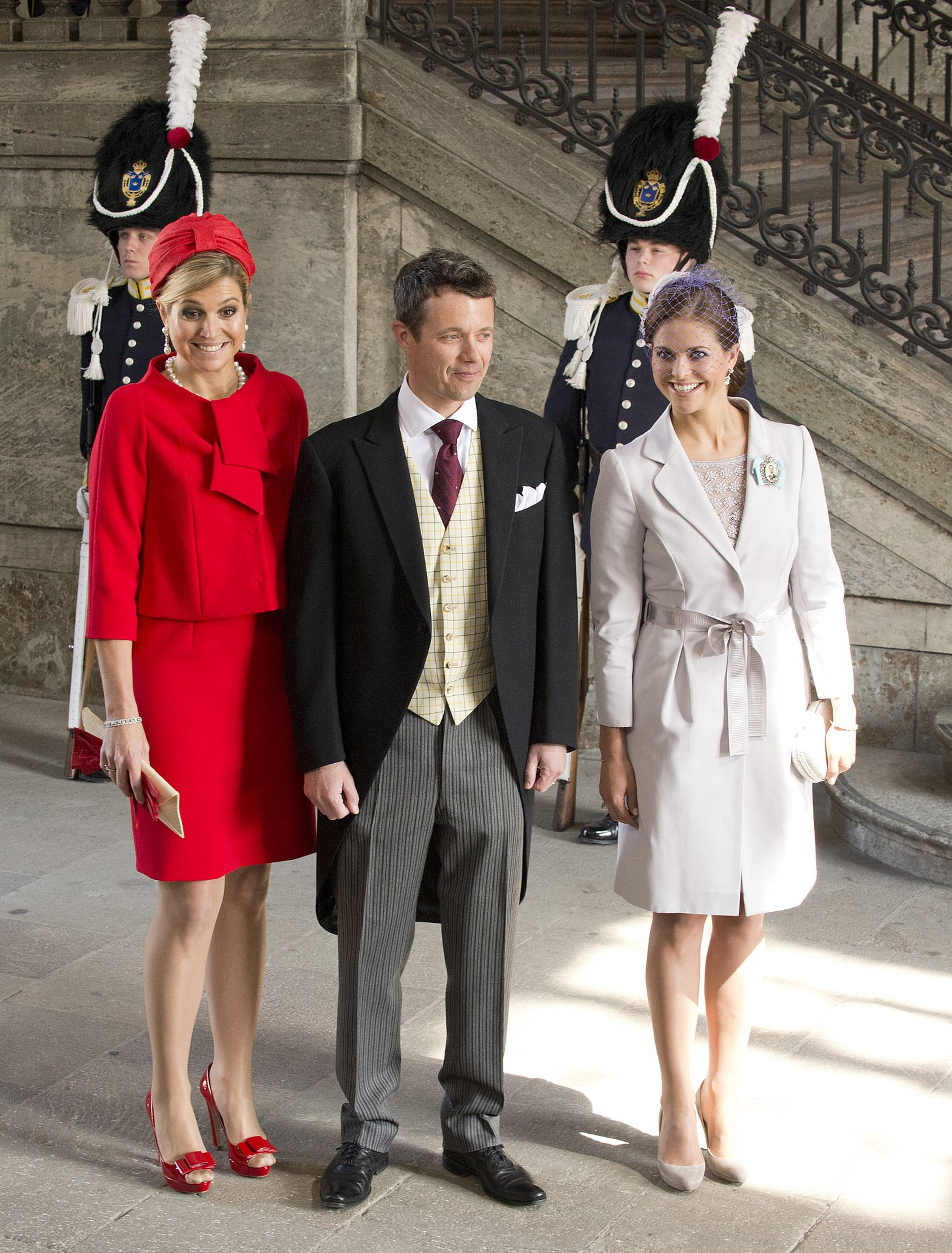 2012: Met Frederik van Denemarken en prinses Madeleine van Zweden bij de doop van prinses Estelle.