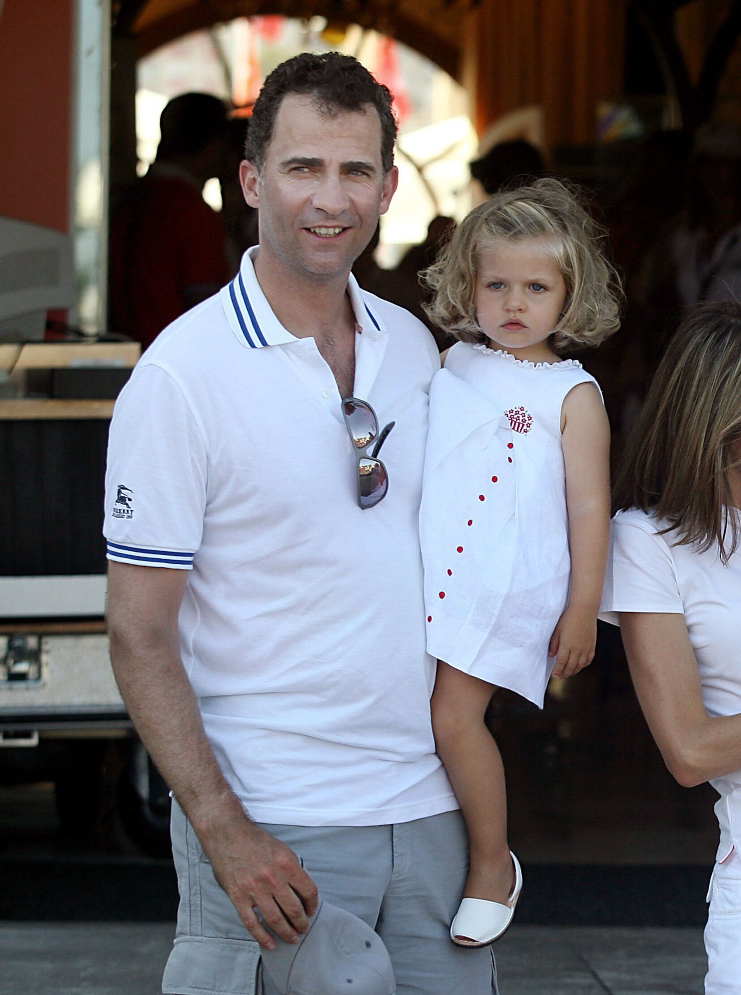 Felipe met zijn oudste dochter Leonor, 2008.