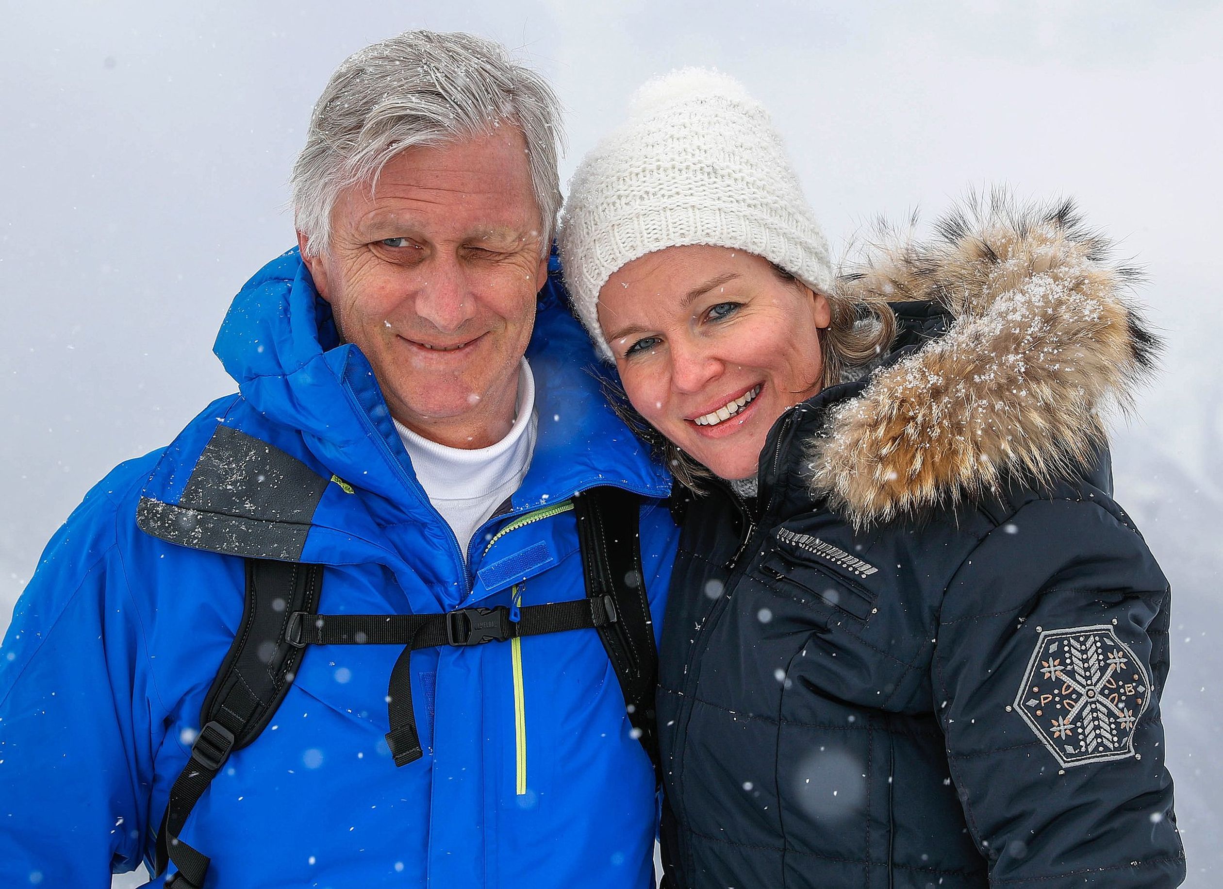 Filip en Mathilde tijdens hun skivakantie in Zwitserland, 2018.