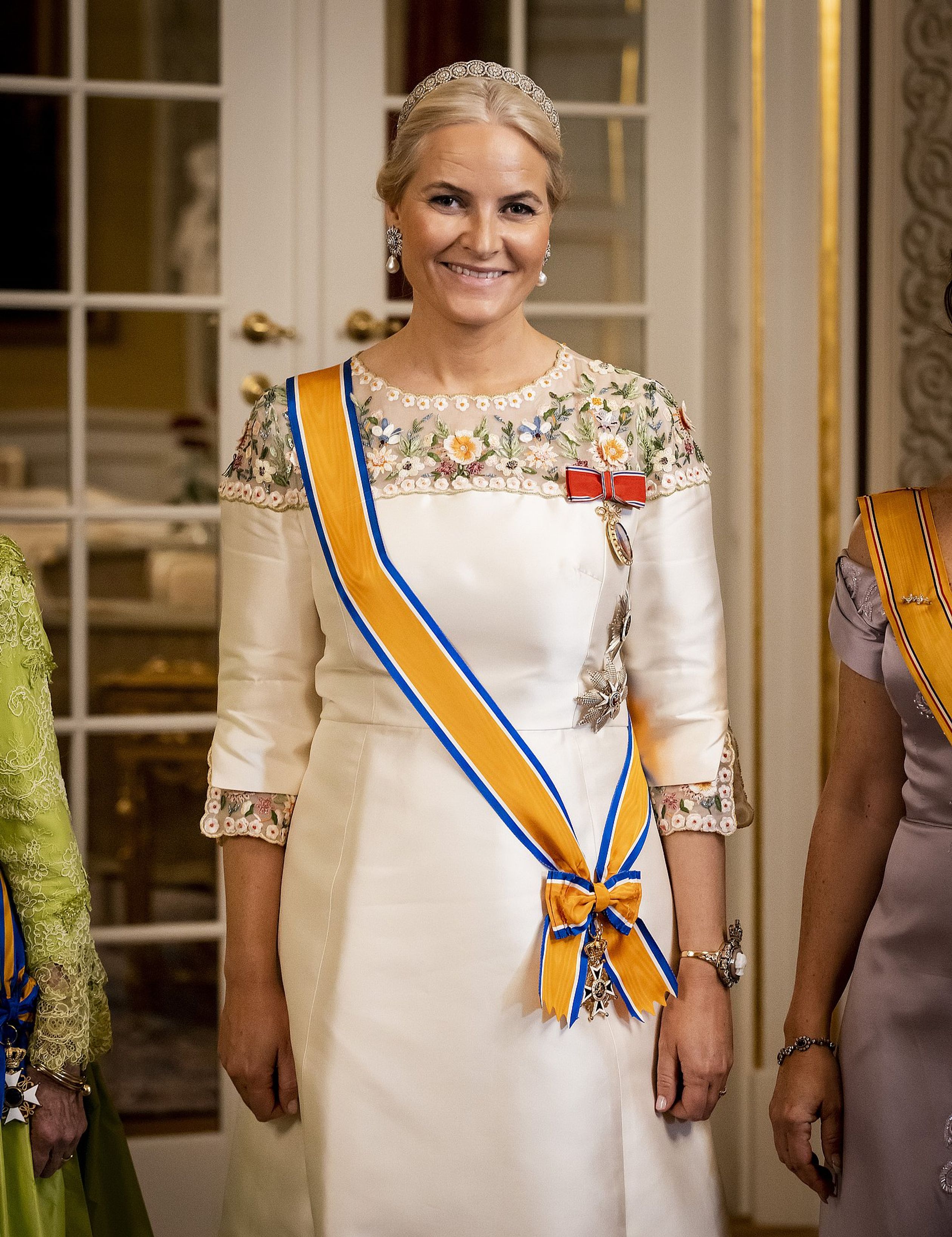 Prinses Mette-Marit met de Valentino jurk tijdens het staatsbezoek.