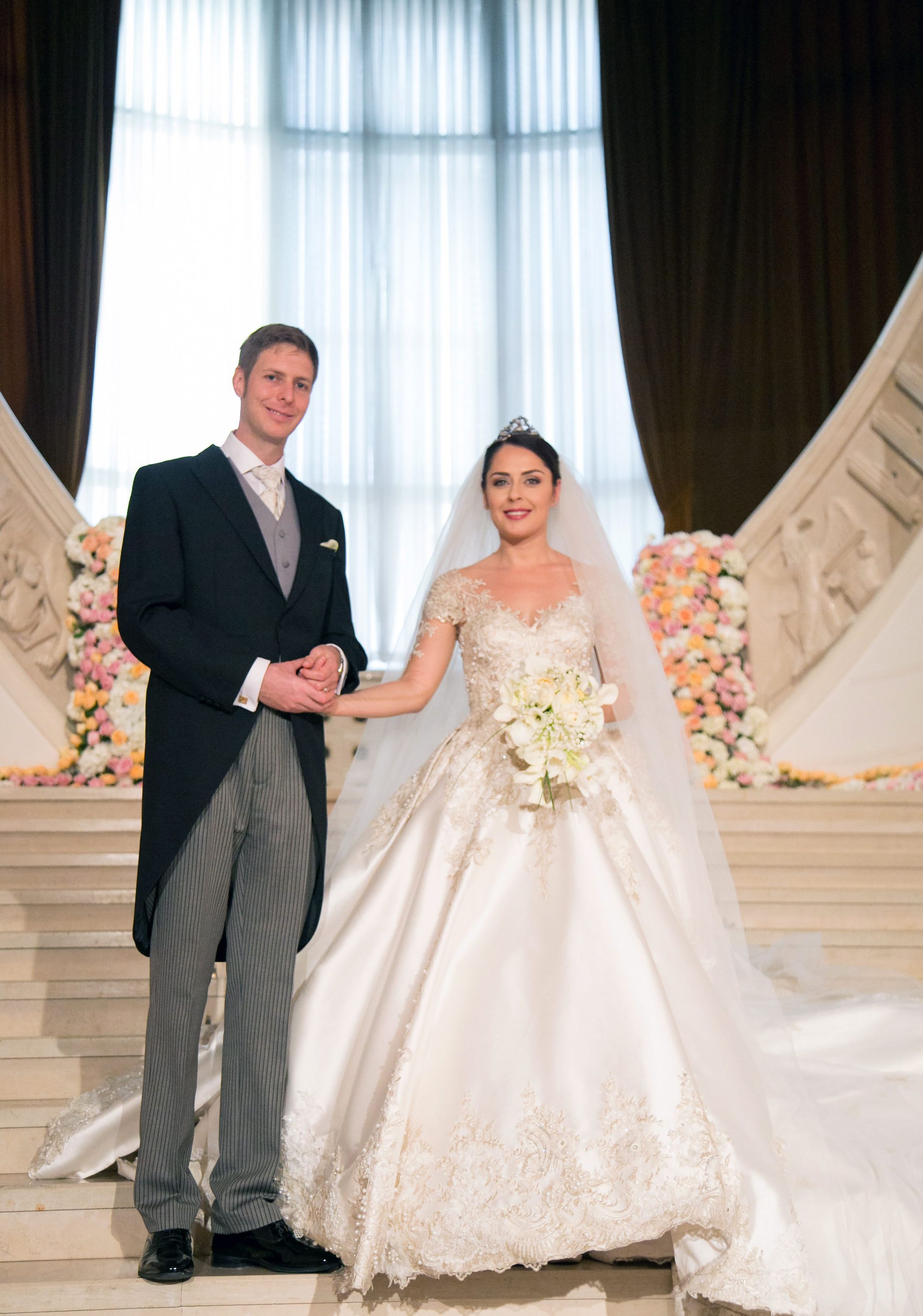 Kroonprins Leka II en zijn vrouw Elia Zaharia op hun bruiloft, 2016.