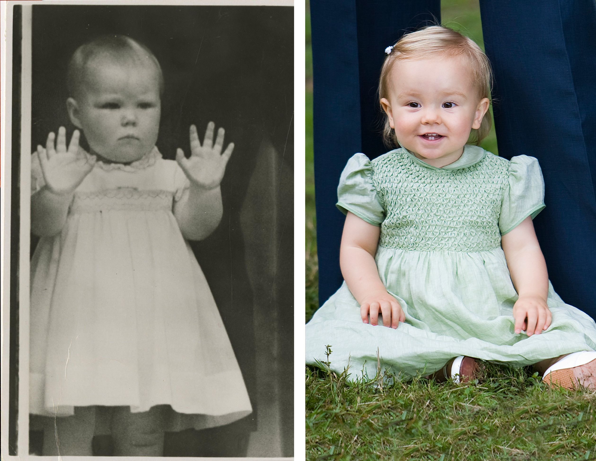 Prinses Beatrix en Ariane op 1-jarige leeftijd.