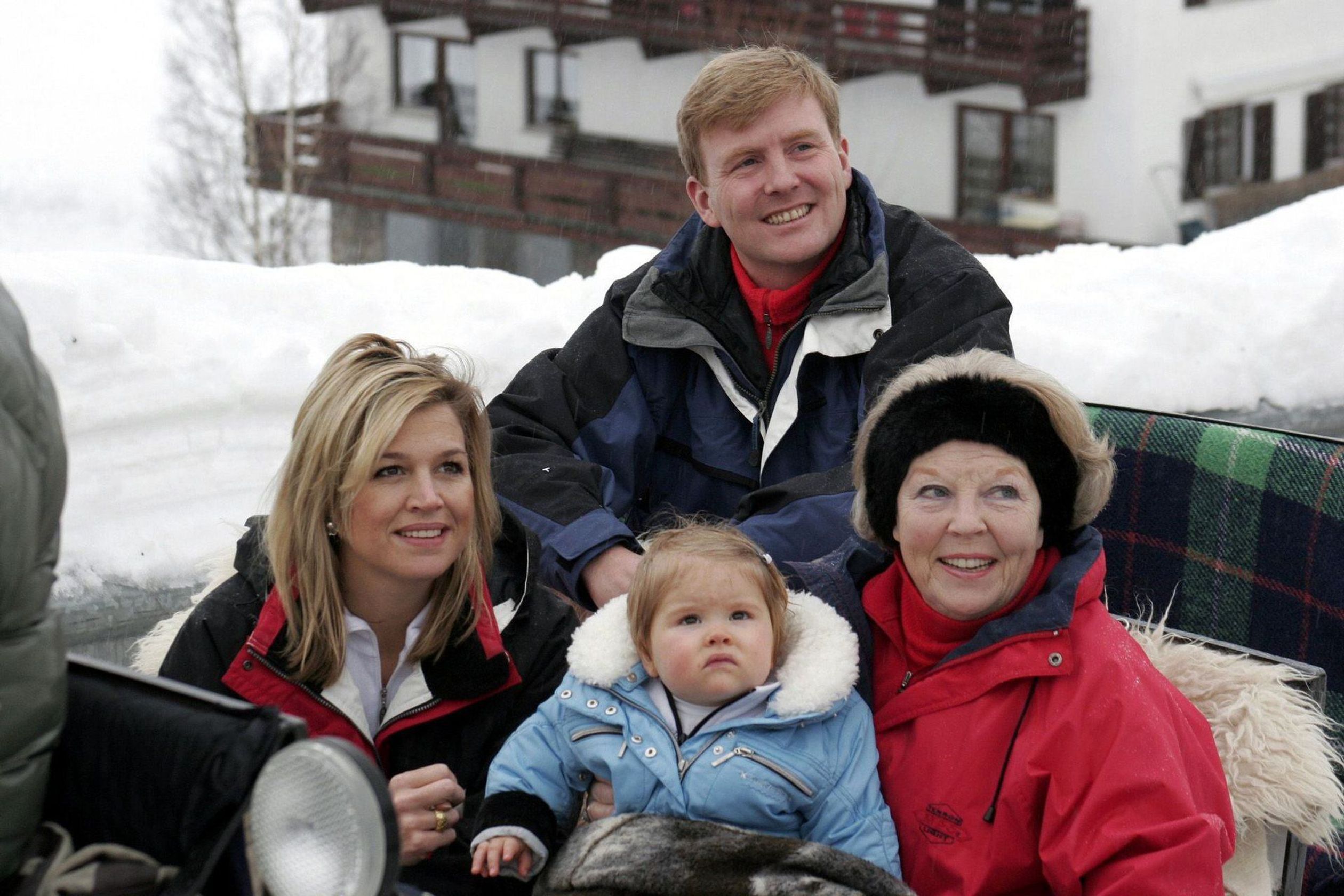De familie in een Oostenrijkse slee, 2005.