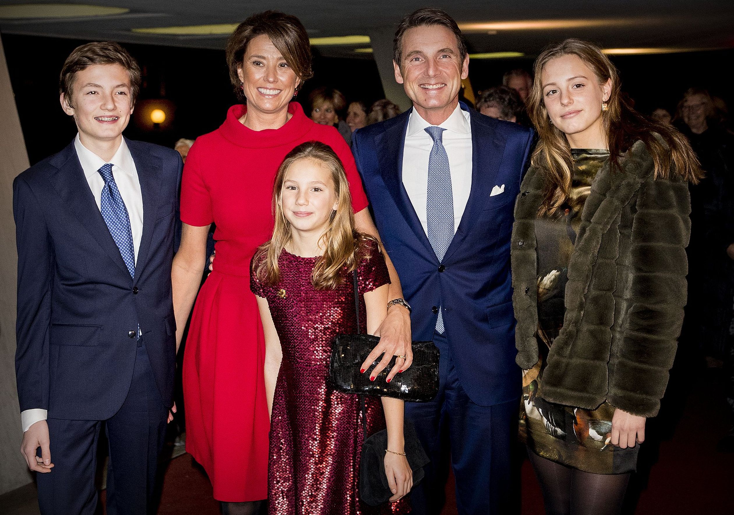 Marilène met haar gezin bij het 75e verjaardagsfeest van prinses Margriet, 2018.