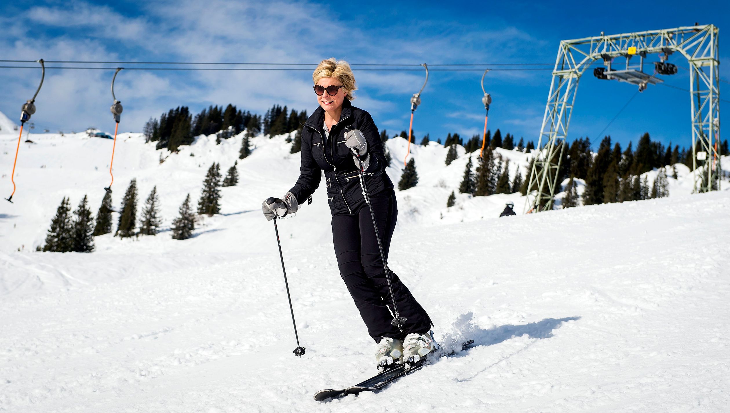 Prinses Laurentien tijdens de skivakantie met het koninklijk gezin in 2016.