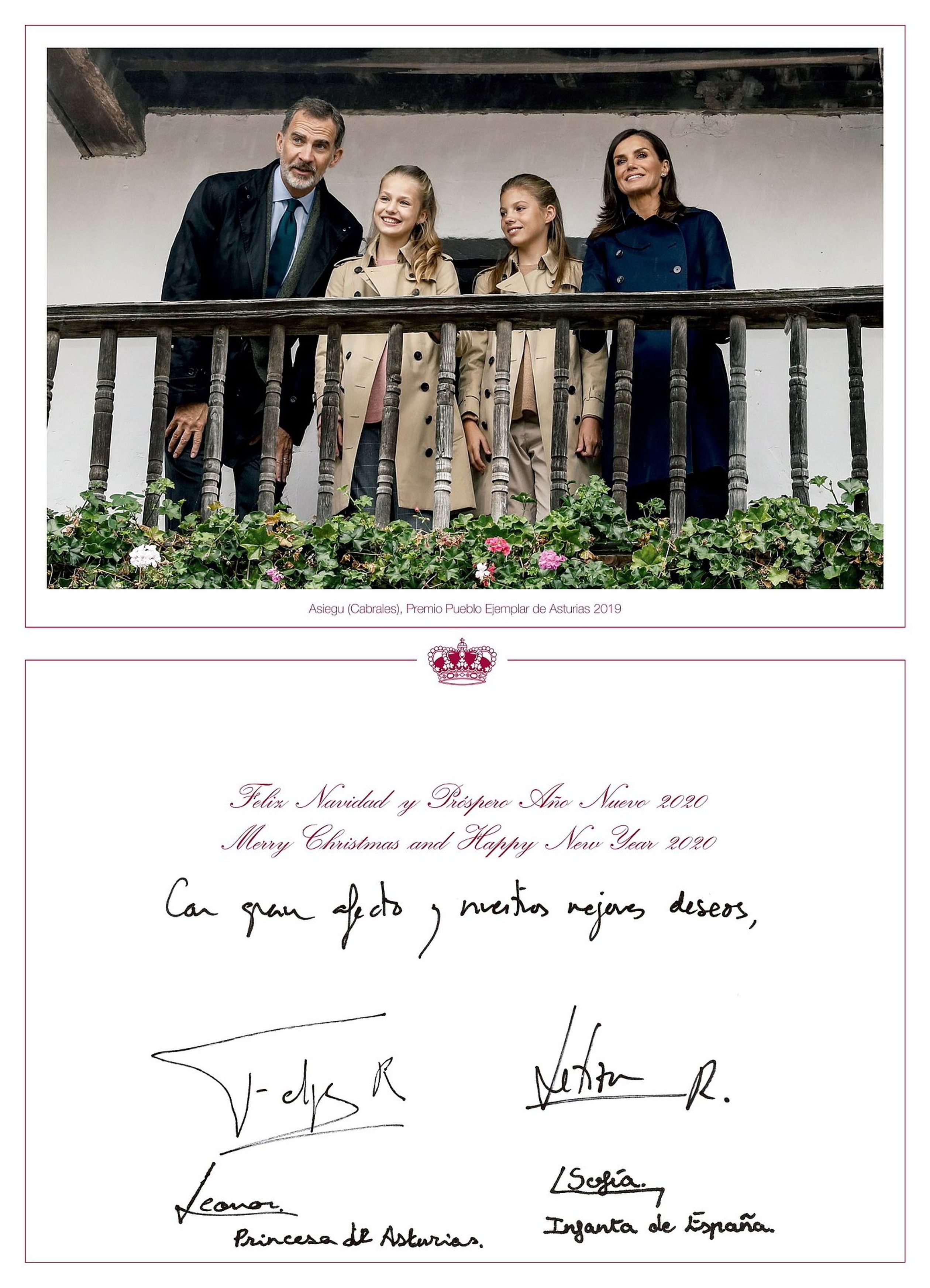 En ook de Spaanse koning Felipe, koningin Letizia en hun dochters Leonor en Sofia verstuurden