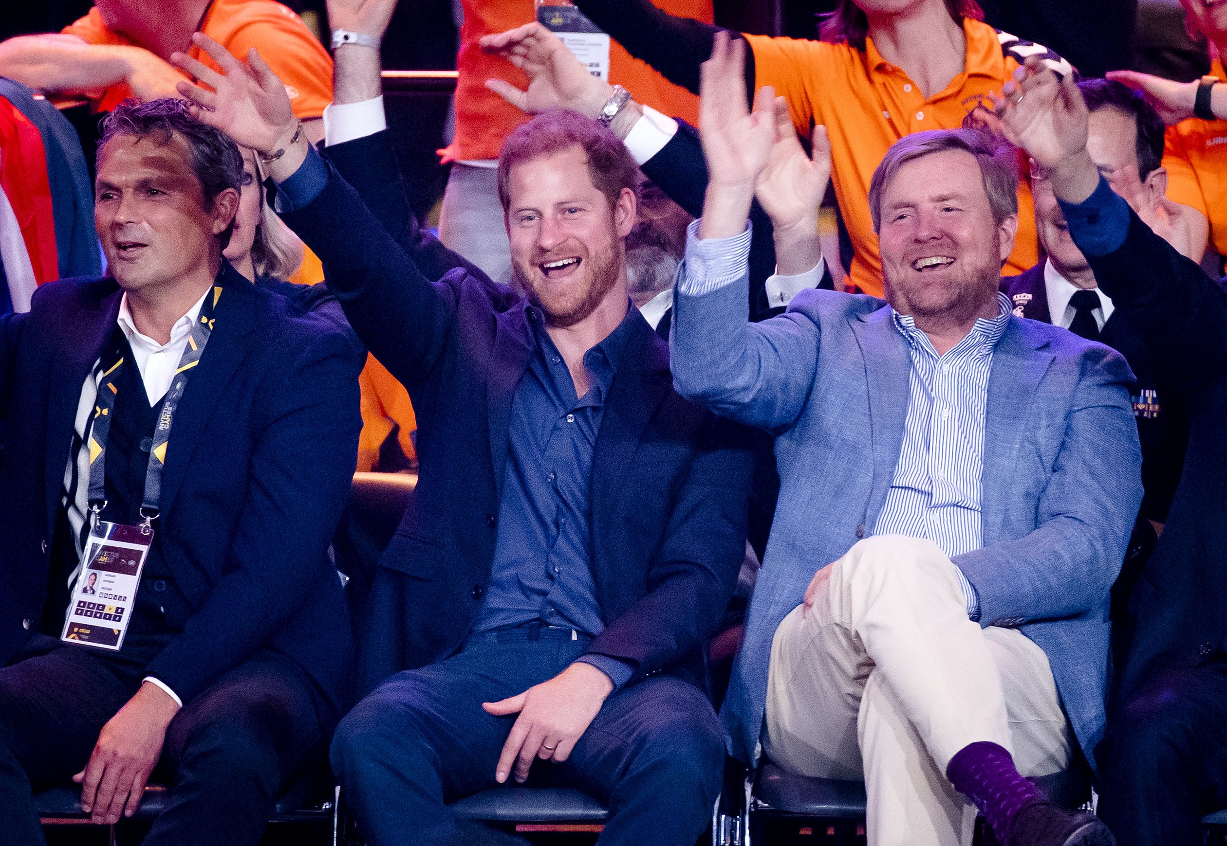 Willem-Alexander en Harry publiek