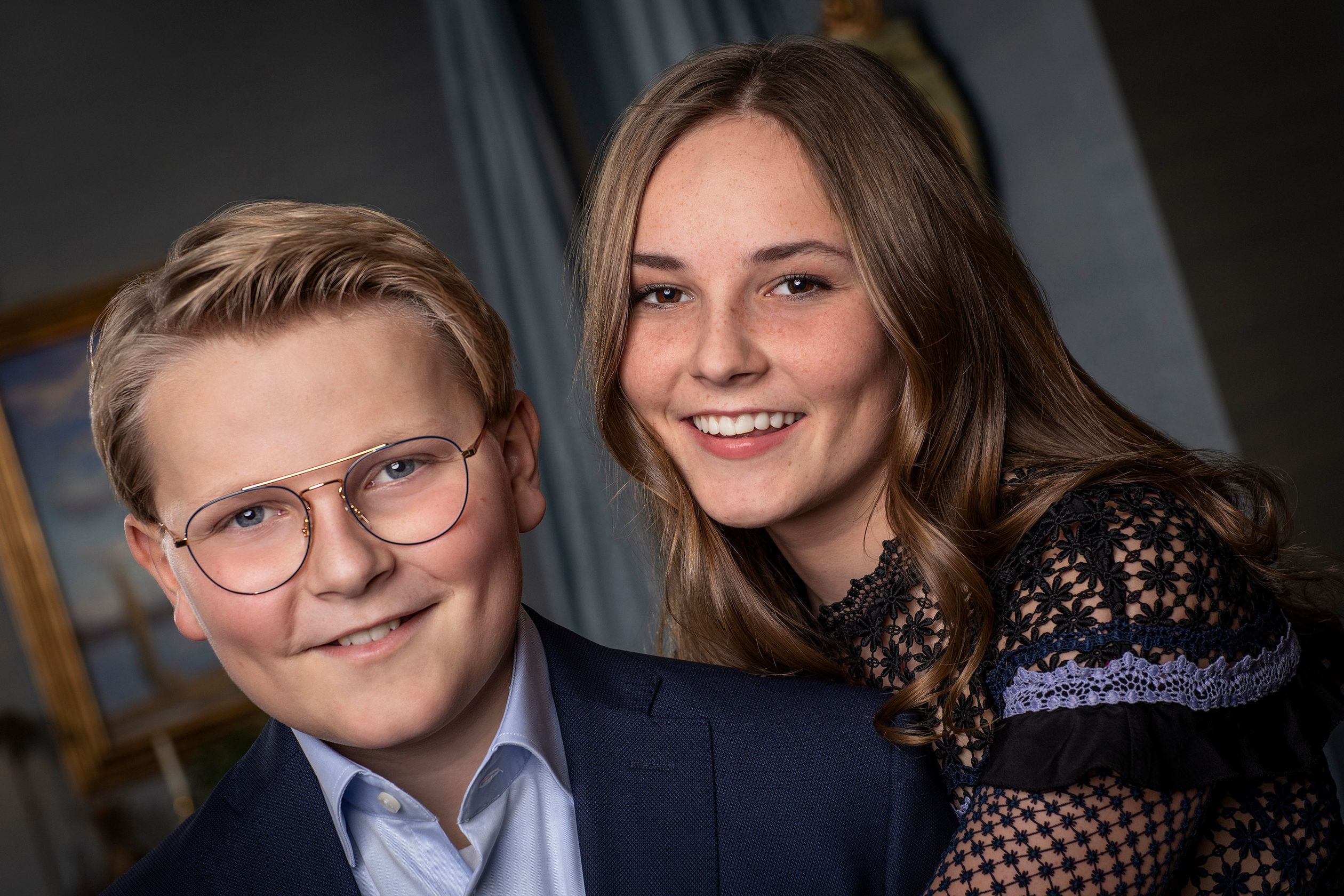 Samen op de foto met haar jongere broer prins Sverre Magnus, december 2018.