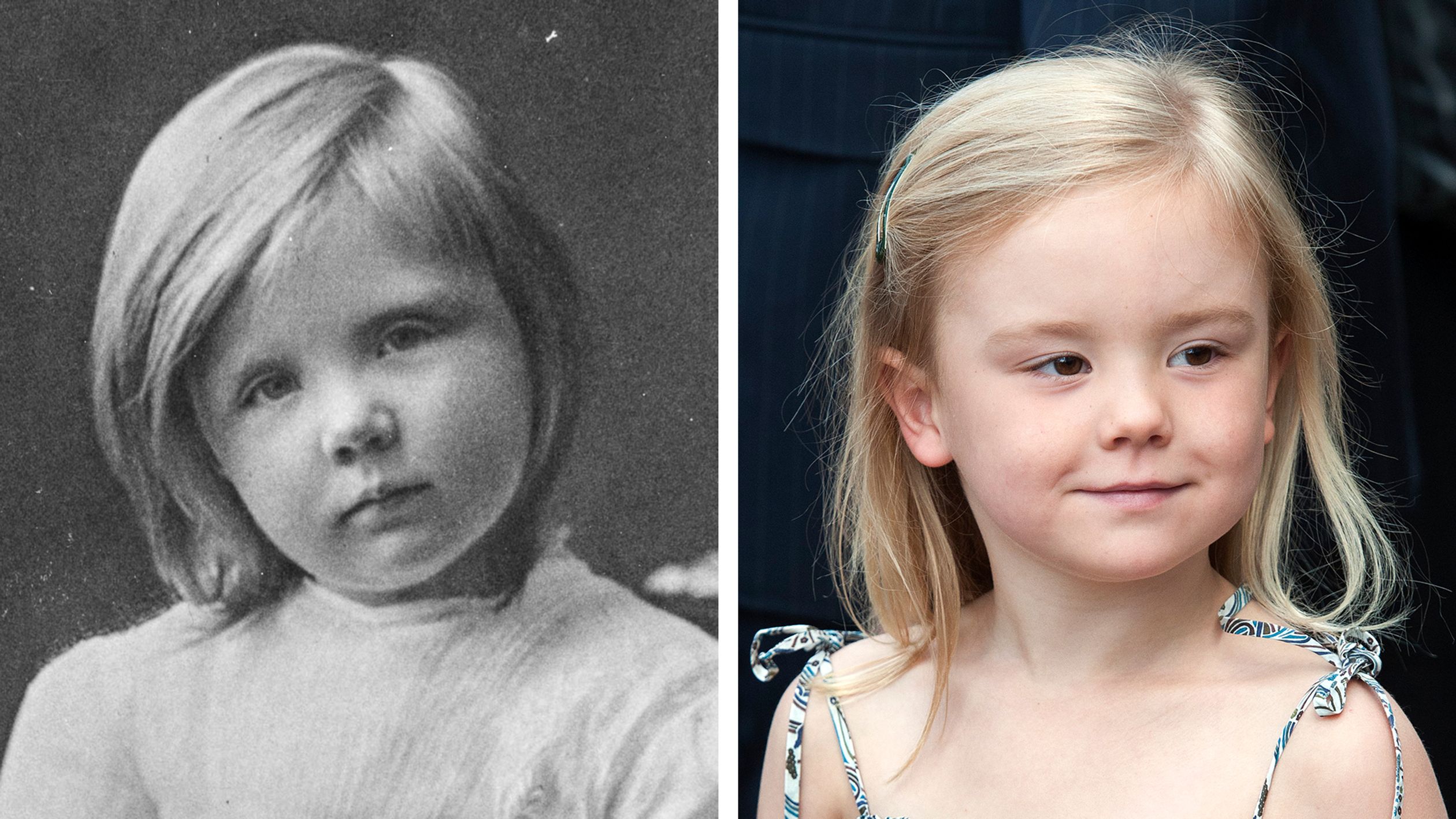 De prinsessen Juliana en Ariane zijn op deze foto's beiden 5 jaar oud.