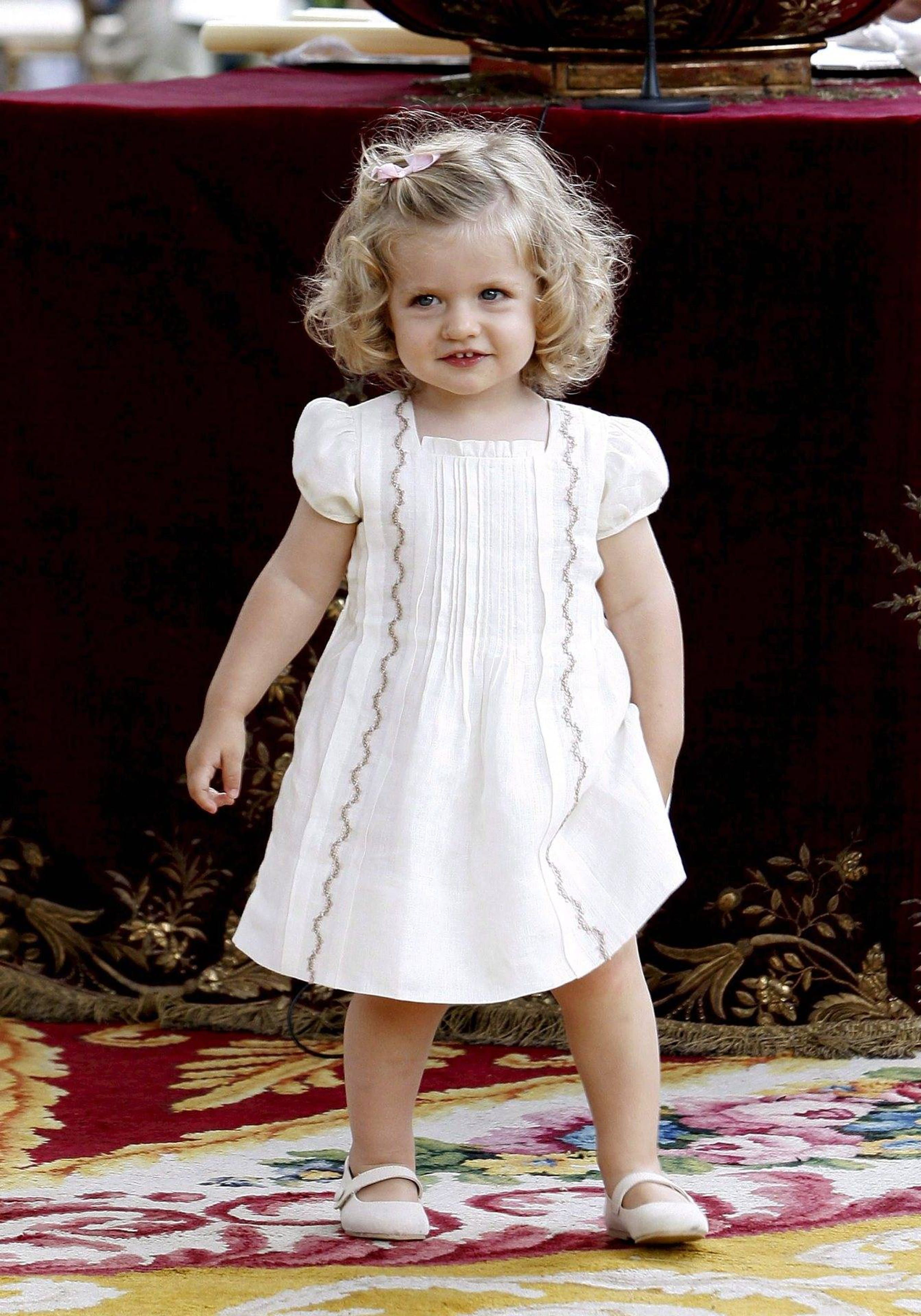 Prinses Leonor bij de doop van haar zusje Sofia in 2007.