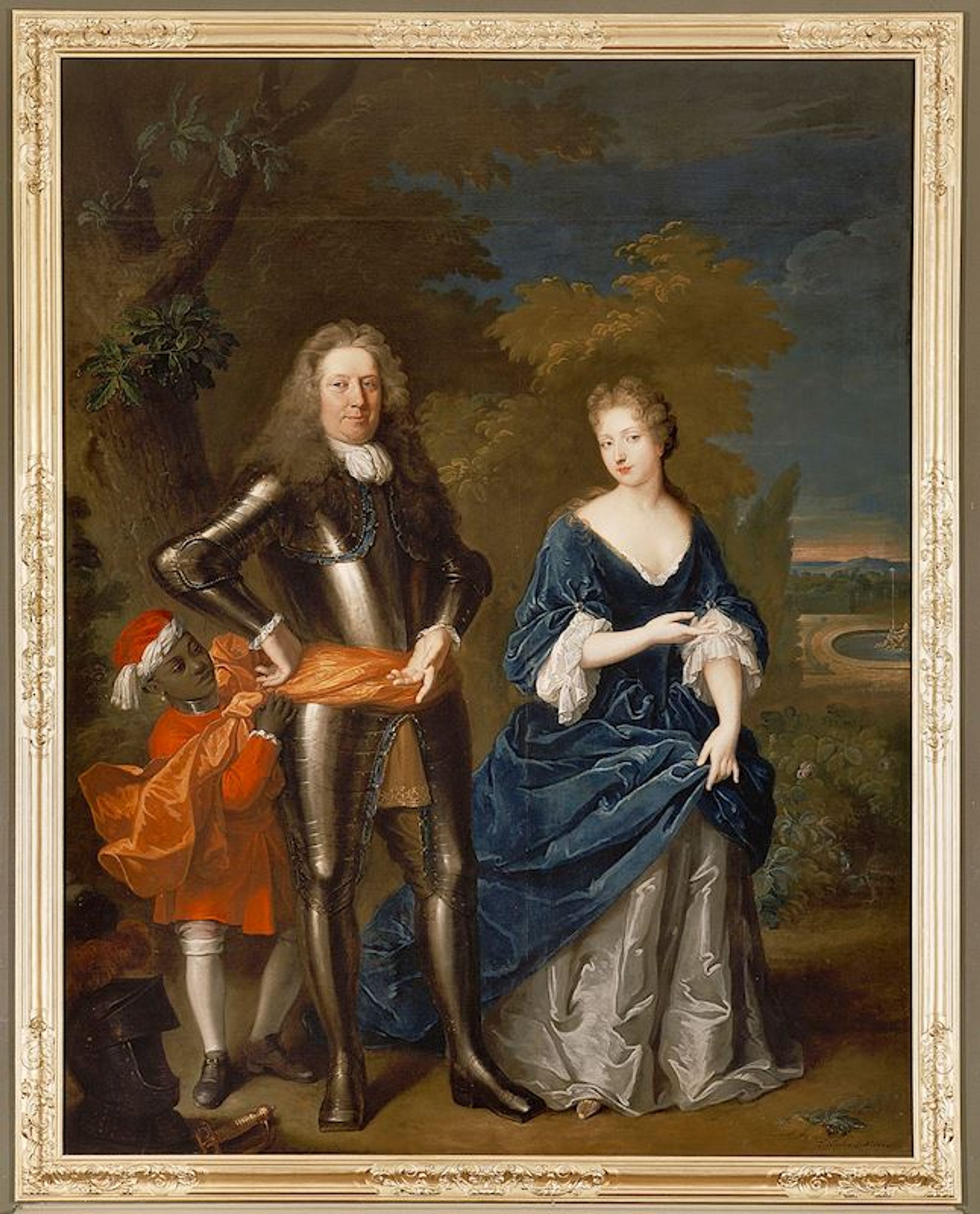 Jacob en Jacoba van Wassenaer met een zwarte man, c. 1702.