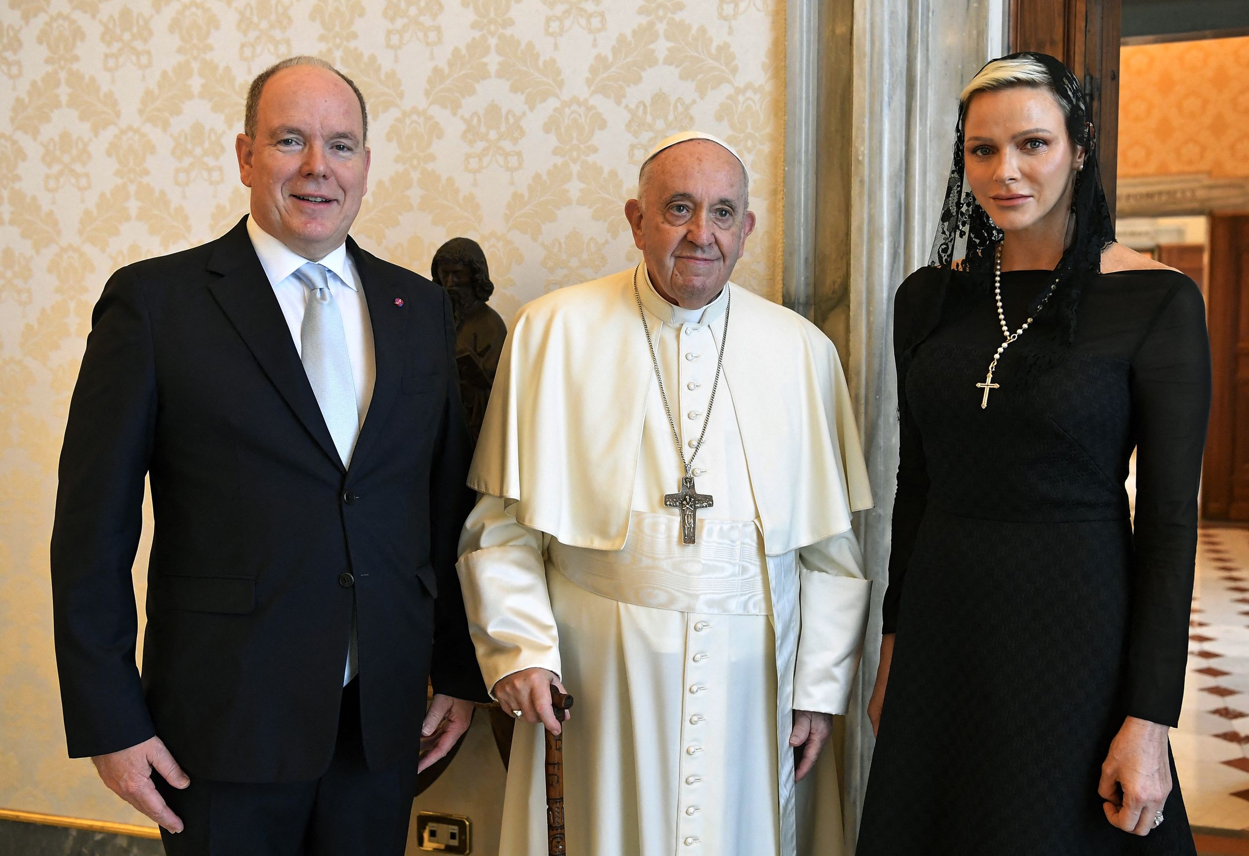 Albert en Charlene bij de Paus 2