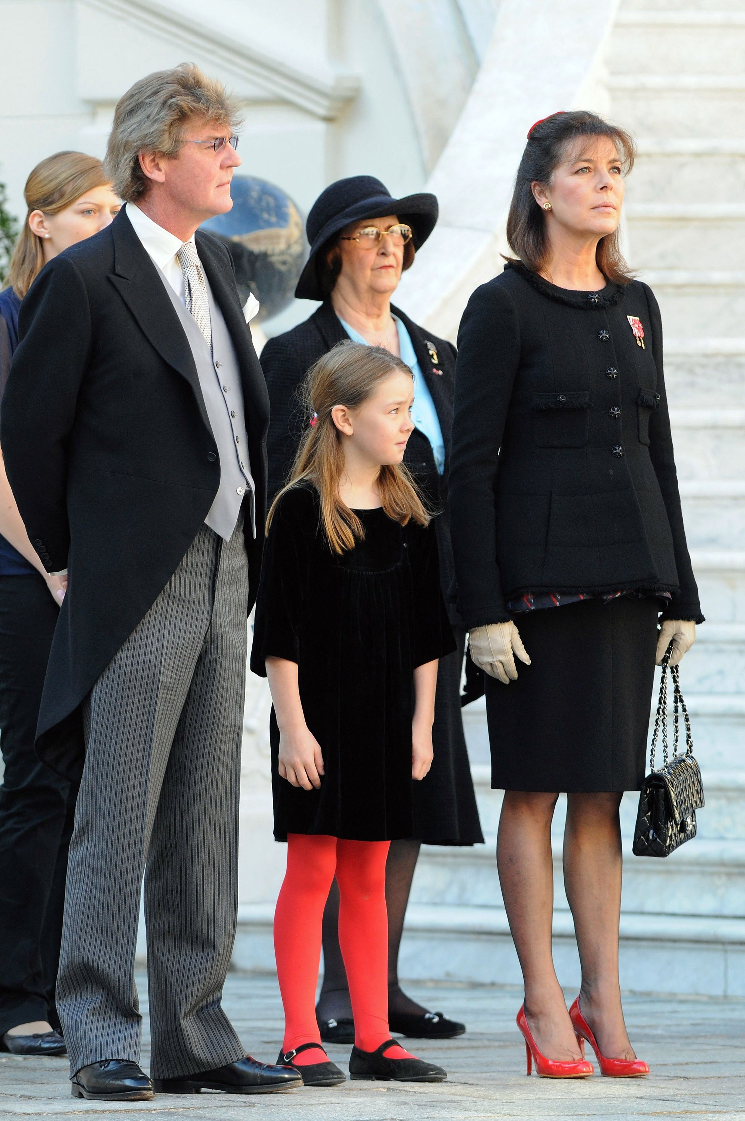 Prinses Caroline, prins Ernst August en prinses Alexandra tijdens de nationale feestdag van Monaco