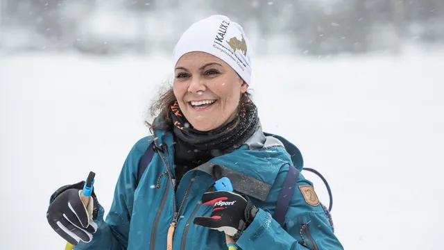 Kroonprinses Victoria op wintersport.