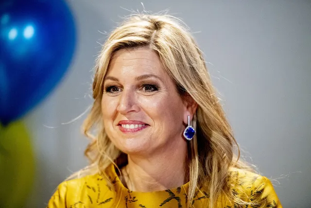 NOORDWIJKERHOUT - Koningin Maxima tijdens de viering van 100 jaar welpen. De koningin is beschermvrouwe van Scouting Nederland. ANP ROYAL IMAGES ROBIN UTRECHT.