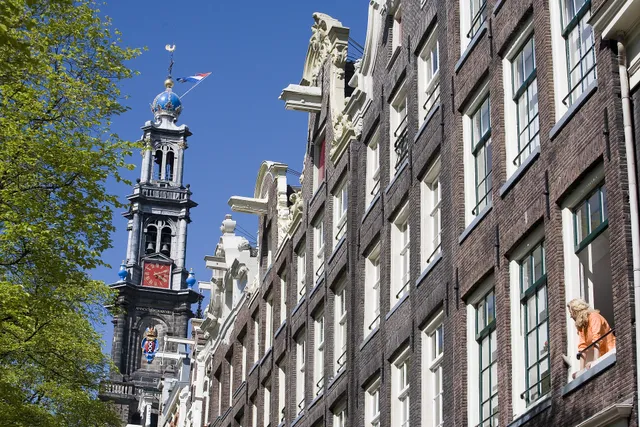 Amsterdam, stadsbeeld: De Westertoren aan de Prinsengracht.