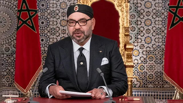 Koning Mohammed VI van Marokko bij een eerdere toespraak.