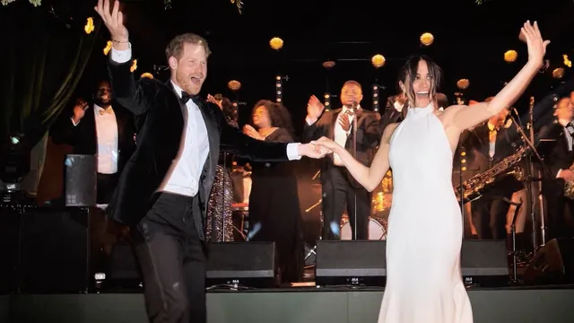 Een foto van het uitbundige huwelijksfeest van prins Harry en hertogin Meghan.